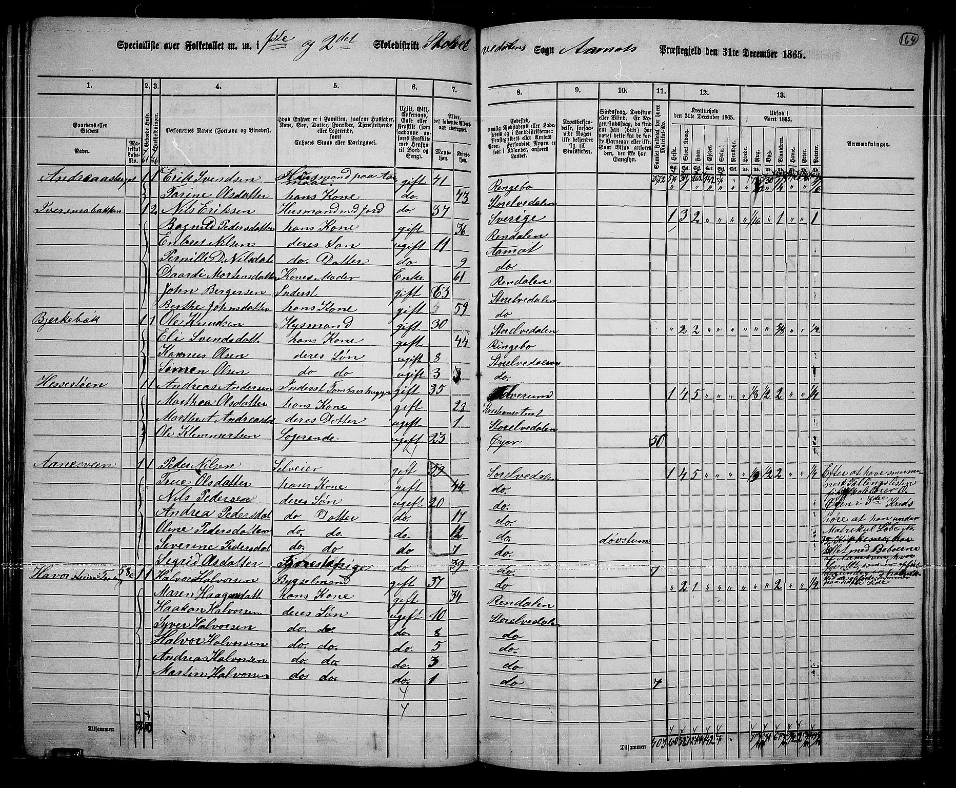 RA, 1865 census for Åmot, 1865, p. 143