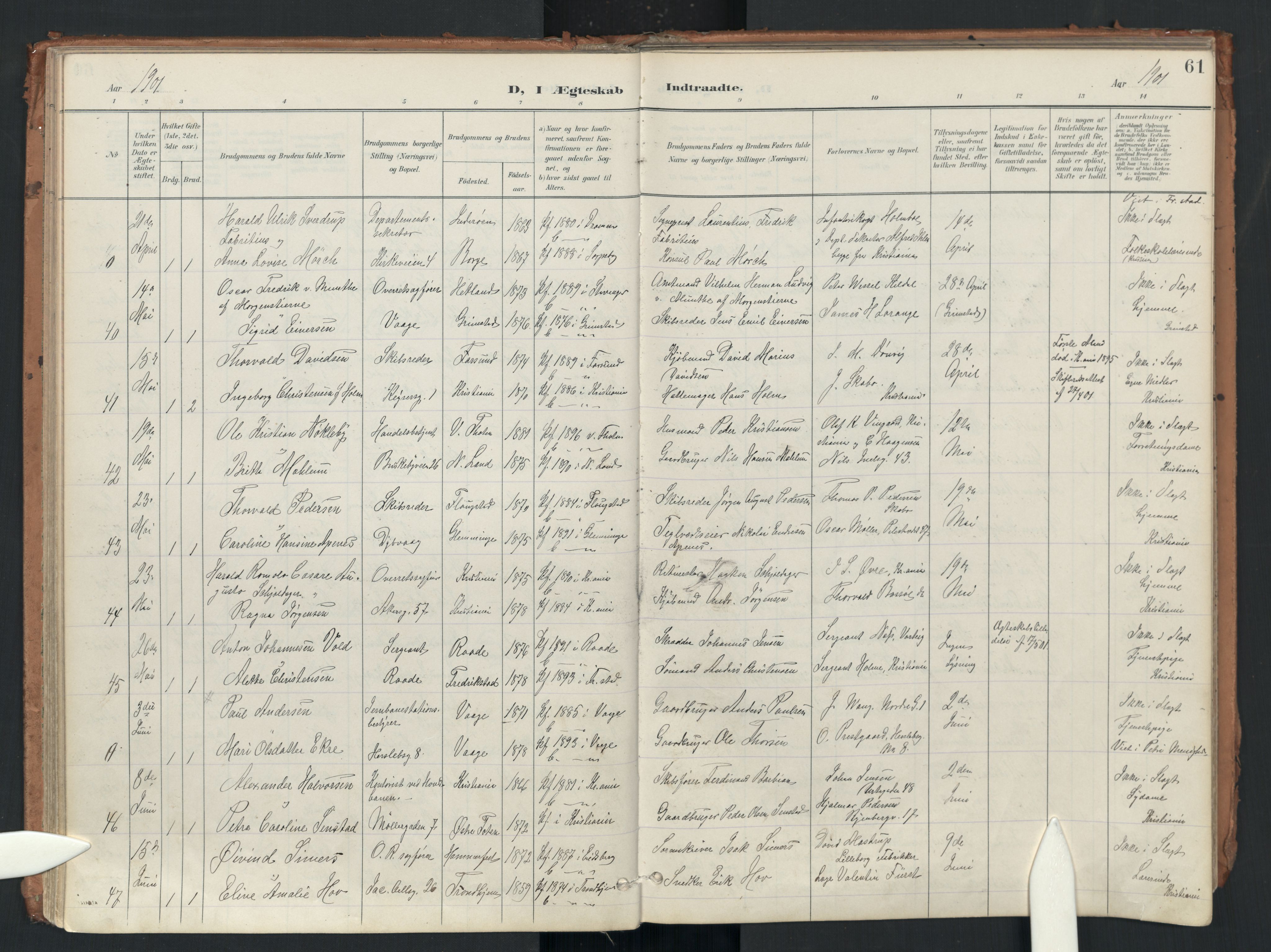 Uranienborg prestekontor Kirkebøker, AV/SAO-A-10877/F/Fa/L0007: Parish register (official) no. 7, 1896-1914, p. 61