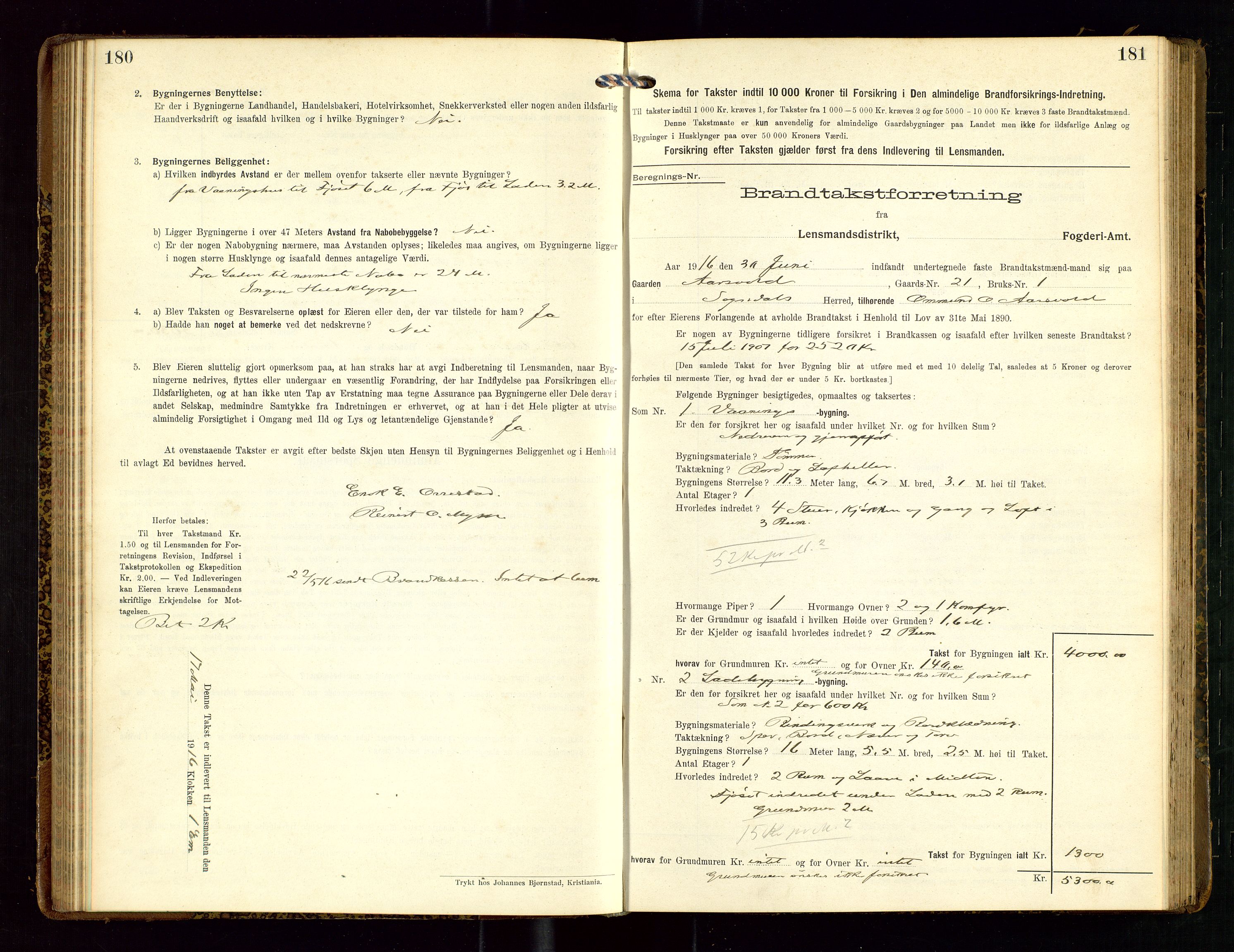 Sokndal lensmannskontor, AV/SAST-A-100417/Gob/L0003: "Brandtakst-Protokol", 1914-1917, p. 180-181