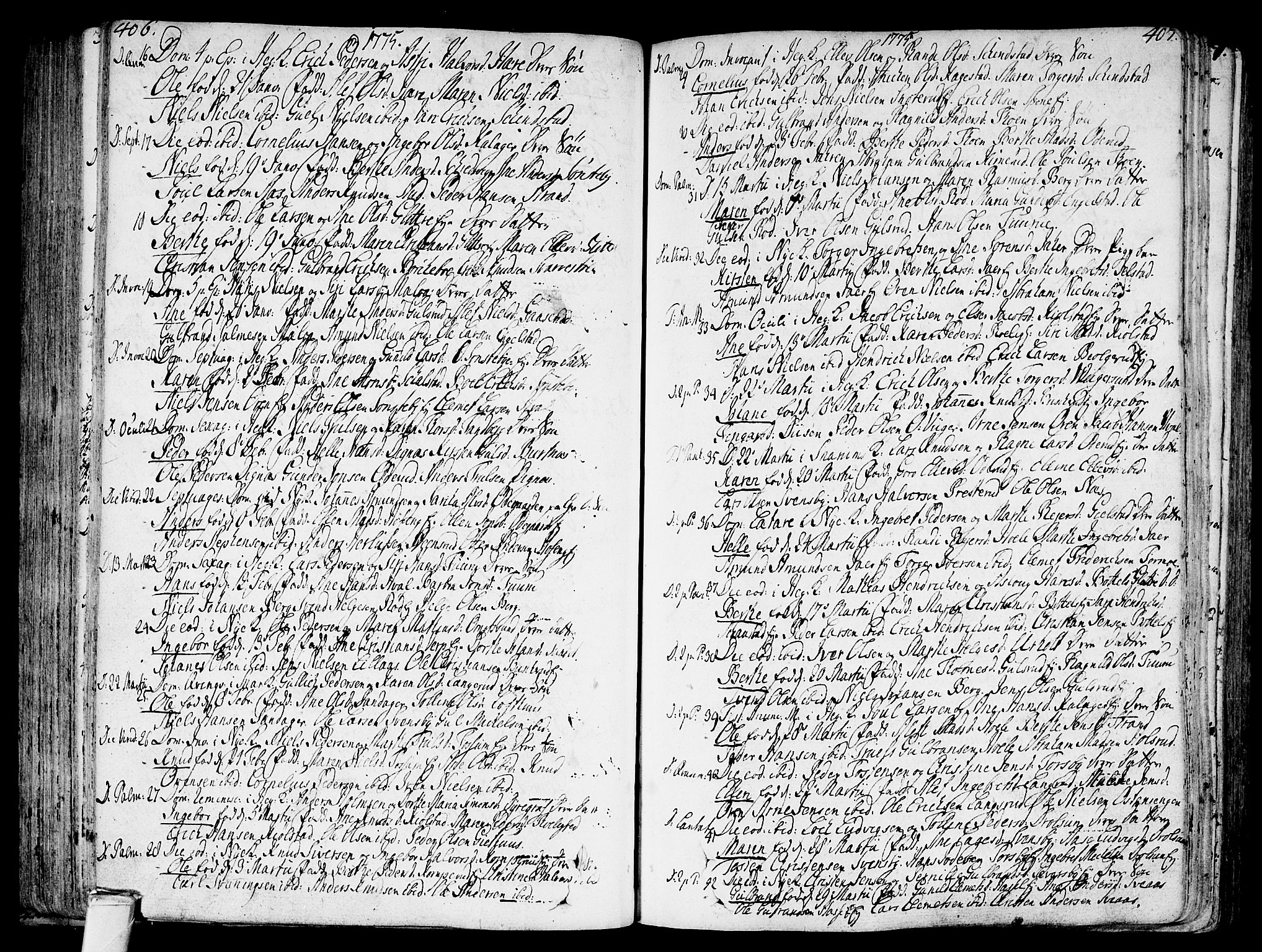 Modum kirkebøker, AV/SAKO-A-234/F/Fa/L0002: Parish register (official) no. 2, 1741-1782, p. 406-407