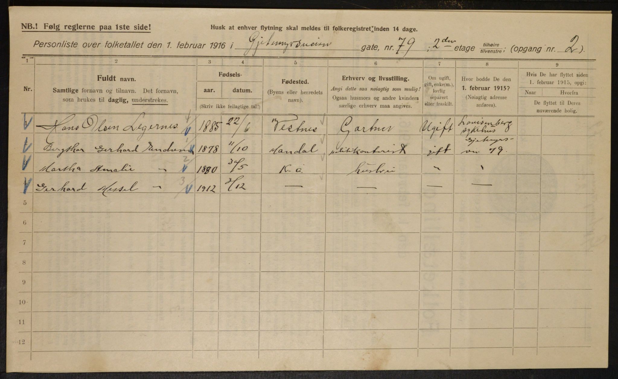 OBA, Municipal Census 1916 for Kristiania, 1916, p. 29648