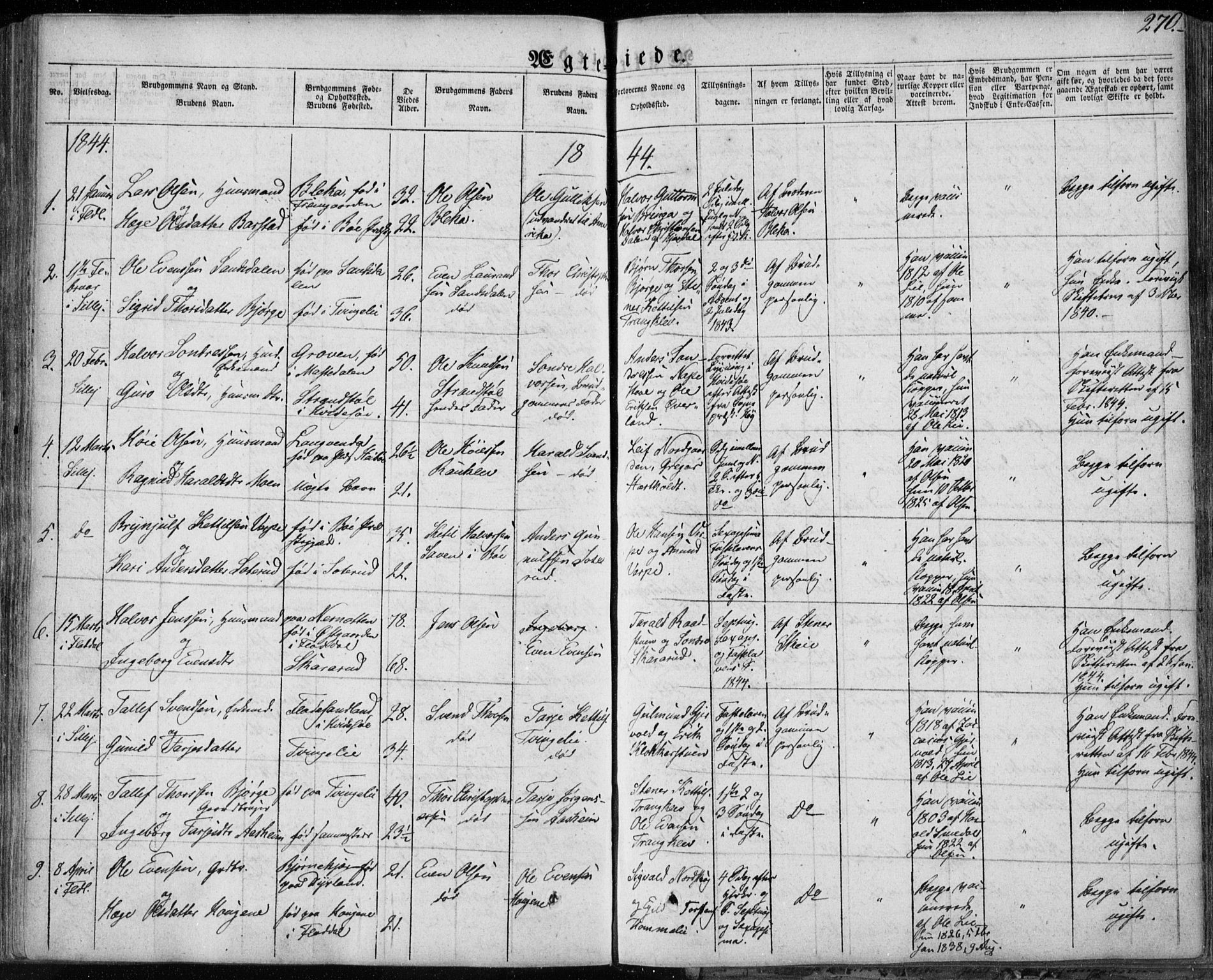 Seljord kirkebøker, AV/SAKO-A-20/F/Fa/L0011: Parish register (official) no. I 11, 1831-1849, p. 270