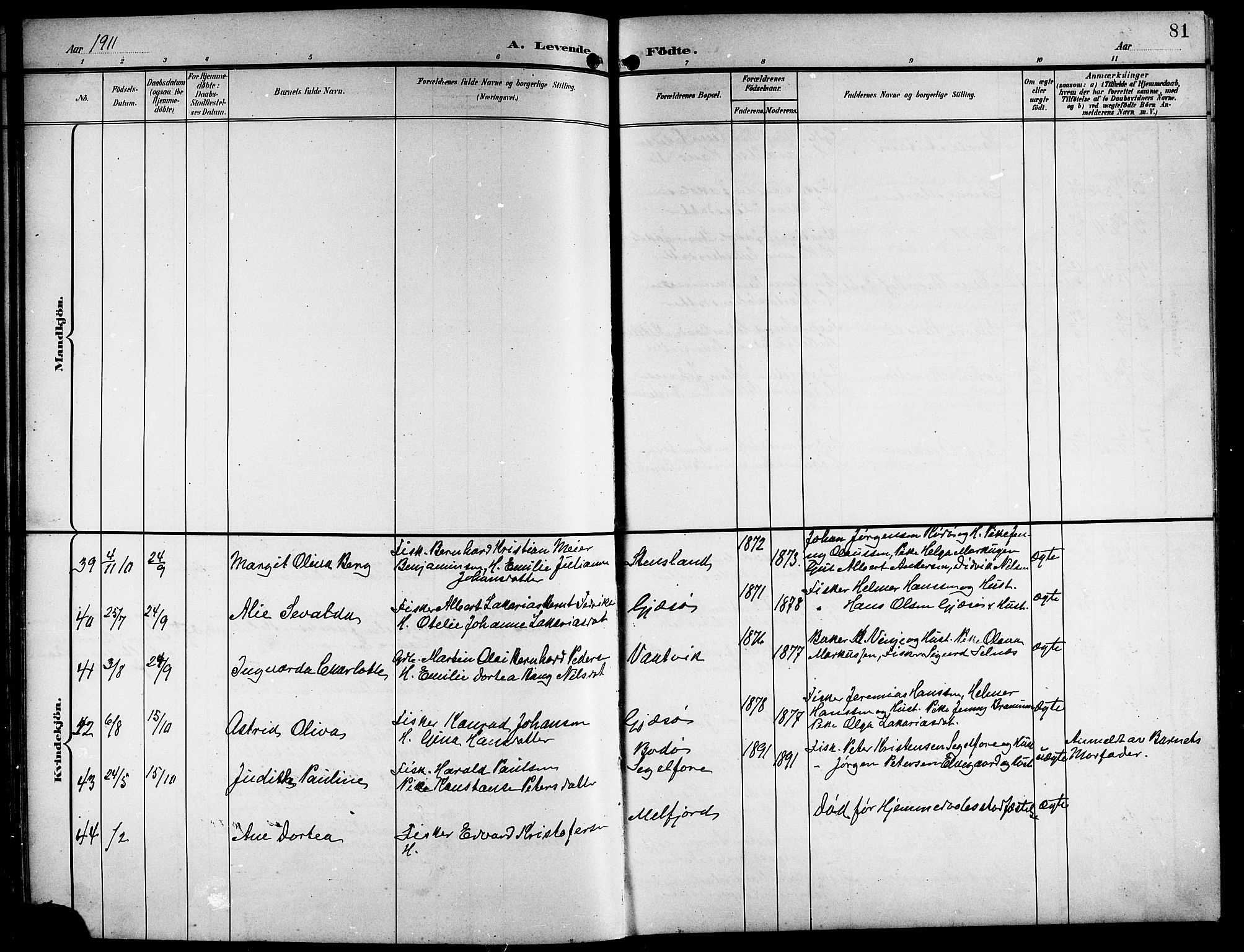 Ministerialprotokoller, klokkerbøker og fødselsregistre - Nordland, AV/SAT-A-1459/841/L0621: Parish register (copy) no. 841C05, 1897-1923, p. 81