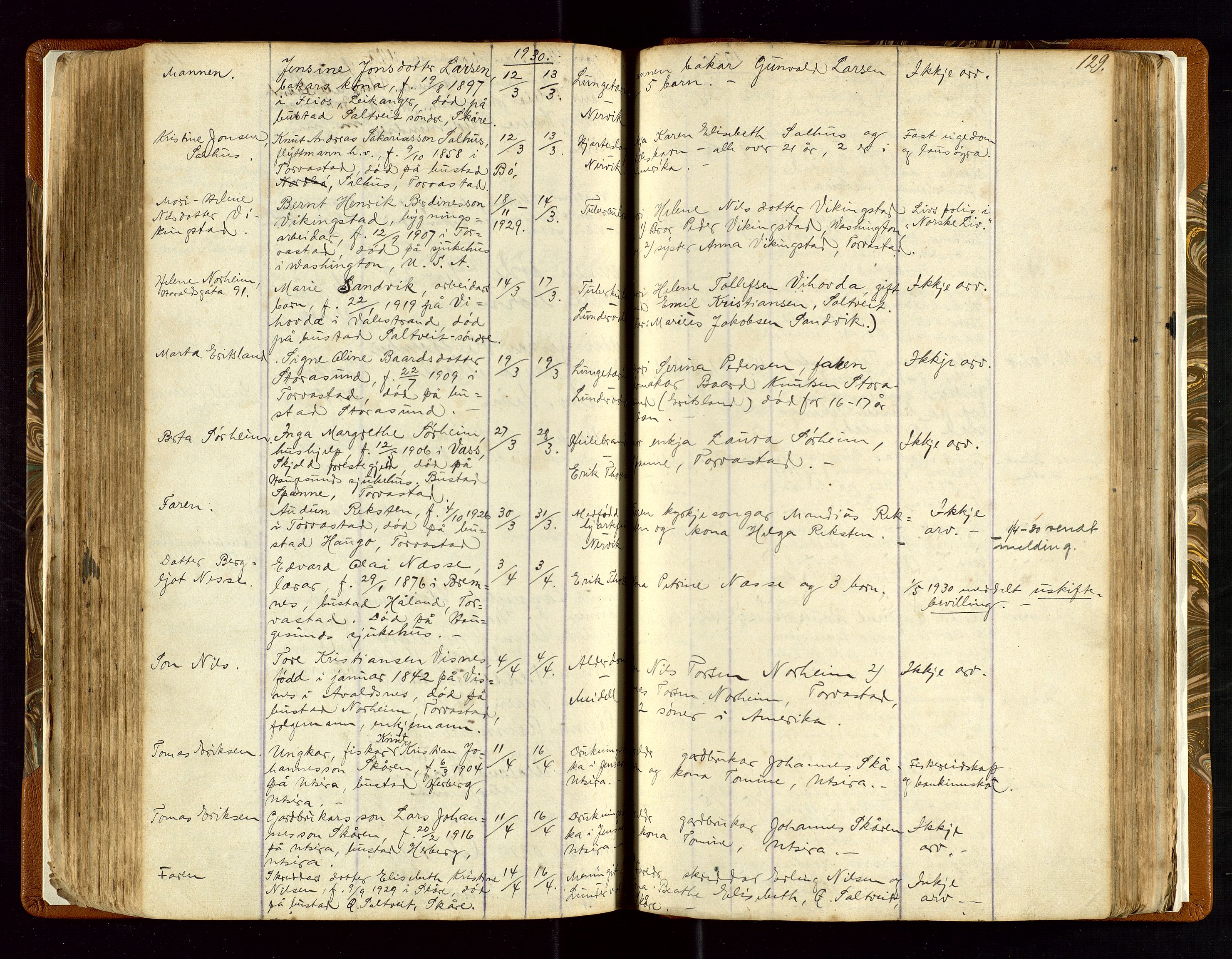 Torvestad lensmannskontor, AV/SAST-A-100307/1/Gga/L0001: "Protocol over Straffanger i Torvestads Thinglaugs Lensmandsarrest", 1883-1931, p. 129