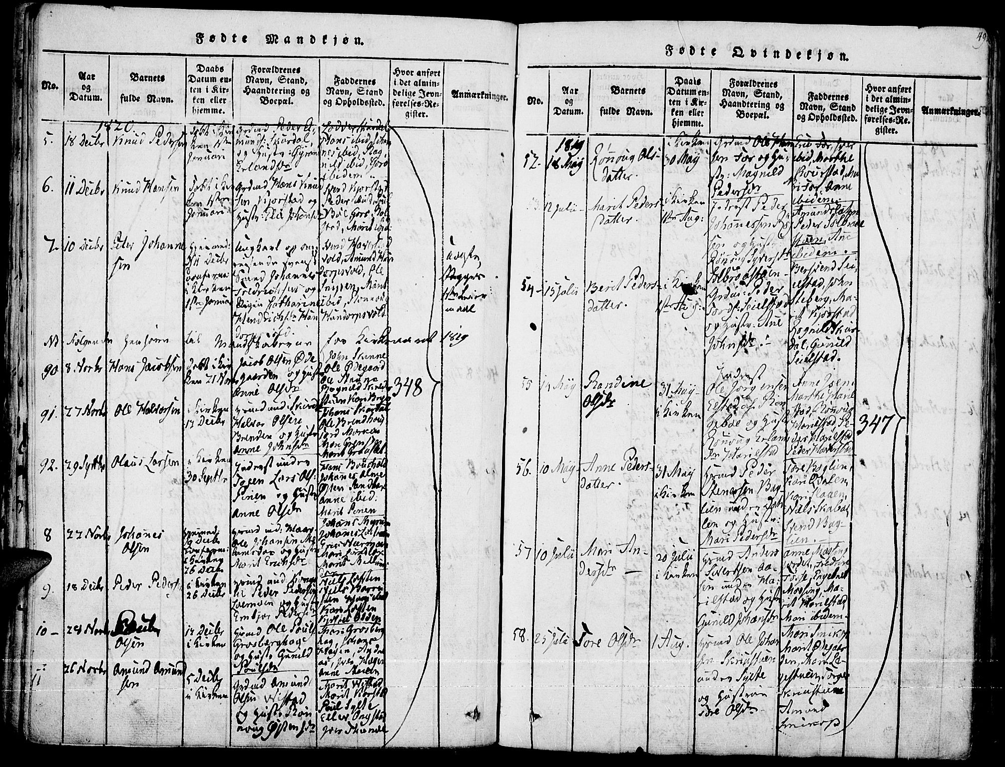 Fron prestekontor, AV/SAH-PREST-078/H/Ha/Haa/L0002: Parish register (official) no. 2, 1816-1827, p. 49