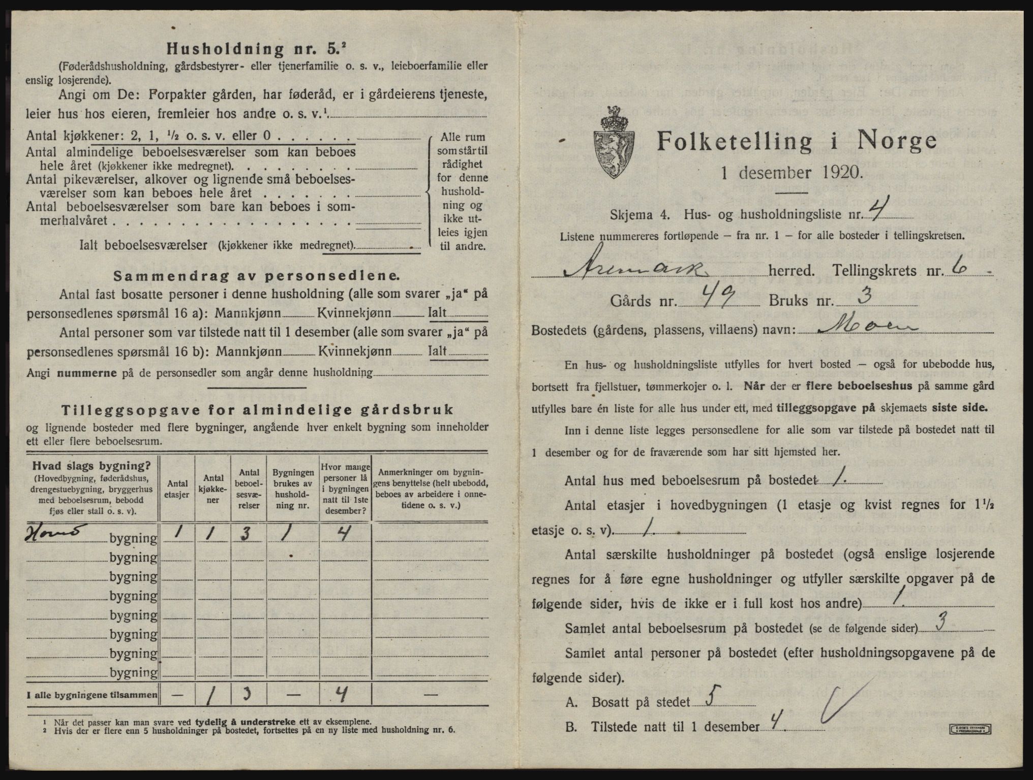 SAO, 1920 census for Aremark, 1920, p. 589