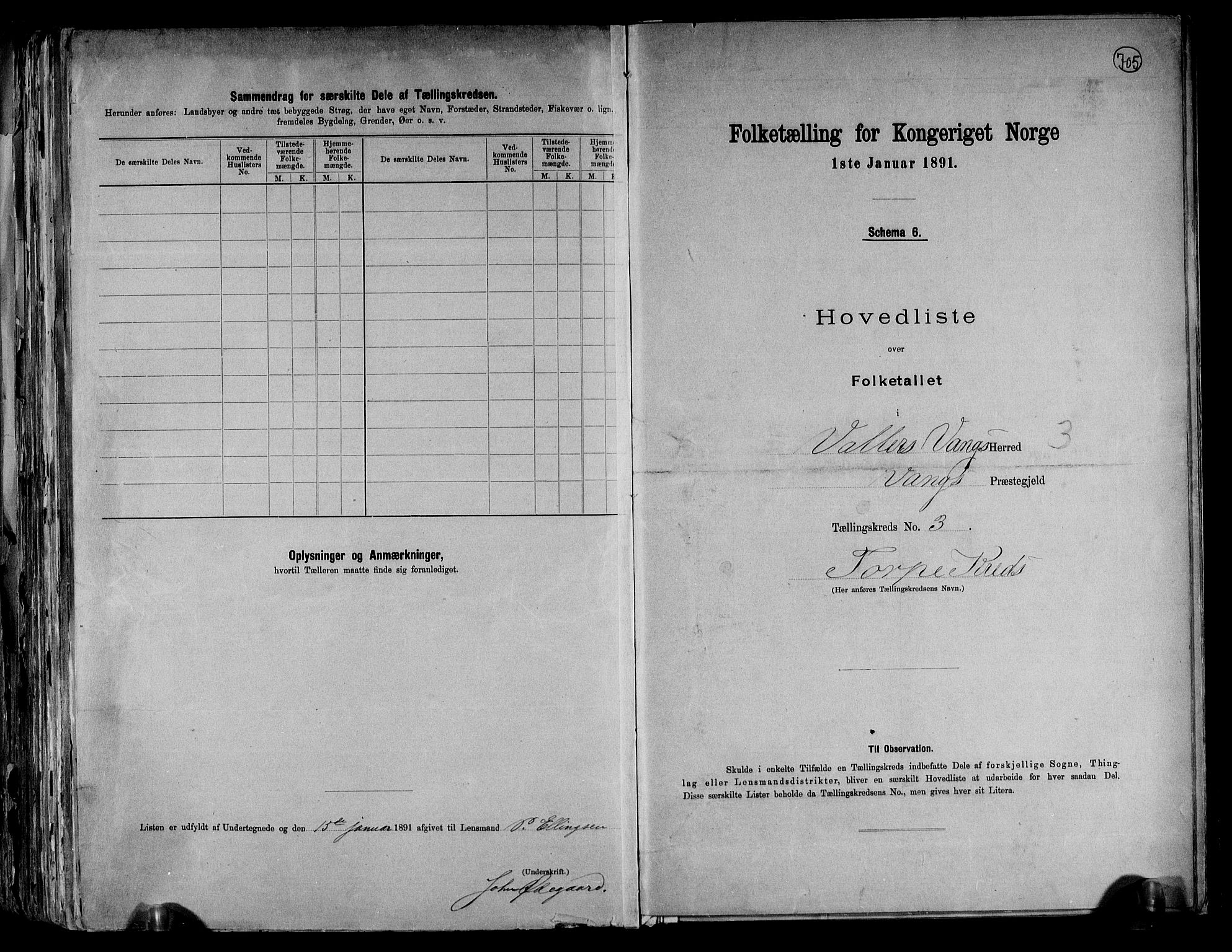 RA, 1891 census for 0545 Vang, 1891, p. 9