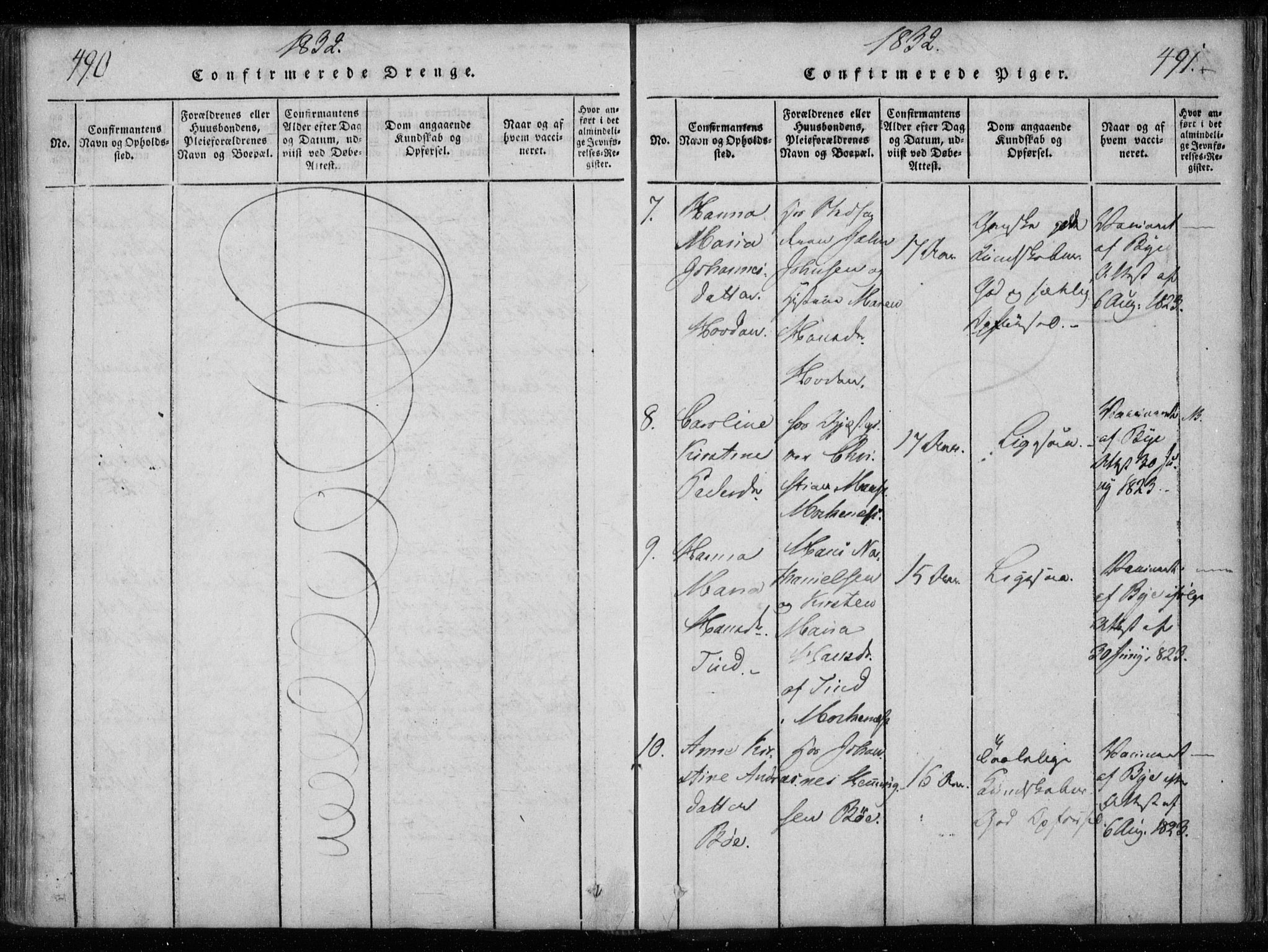 Ministerialprotokoller, klokkerbøker og fødselsregistre - Nordland, AV/SAT-A-1459/885/L1201: Parish register (official) no. 885A02, 1820-1837, p. 490-491