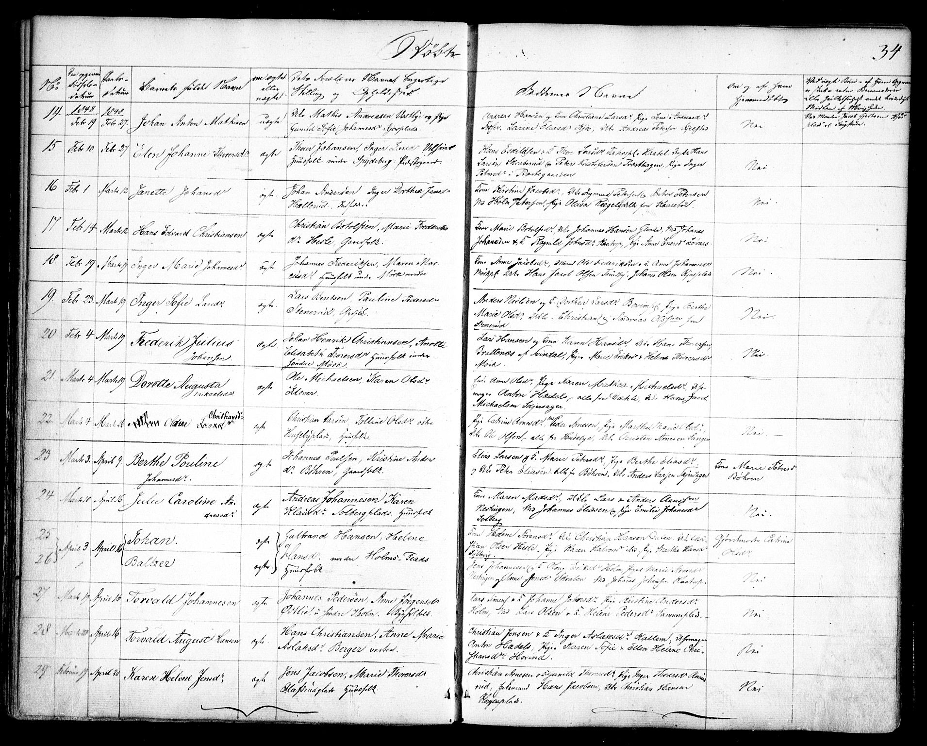 Spydeberg prestekontor Kirkebøker, AV/SAO-A-10924/F/Fa/L0005: Parish register (official) no. I 5, 1842-1862, p. 34