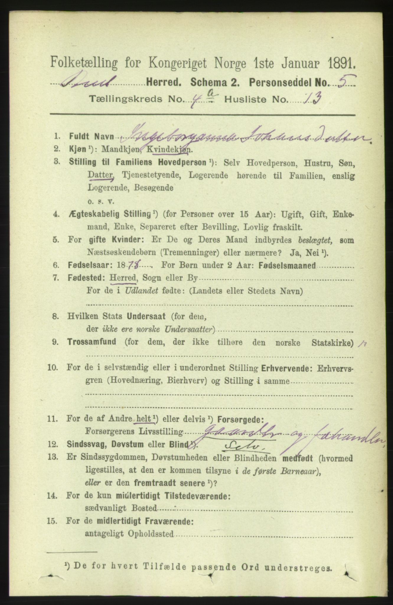 RA, 1891 census for 1549 Bud, 1891, p. 2253