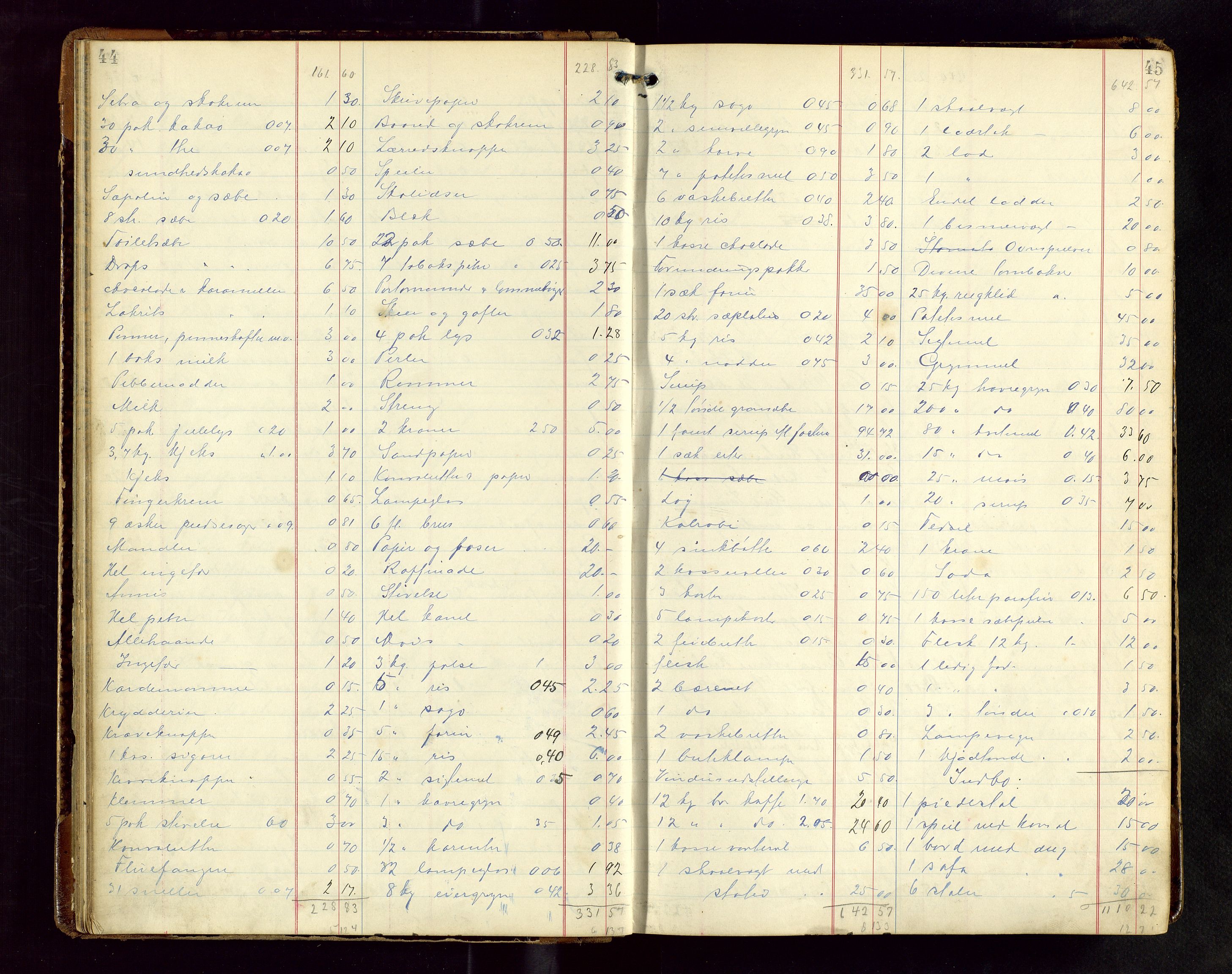 Haugesund tingrett, AV/SAST-A-101415/01/IV/IVB/L0004: Skifteregistreringsprotokoll, med register, 1914-1923, p. 44-45