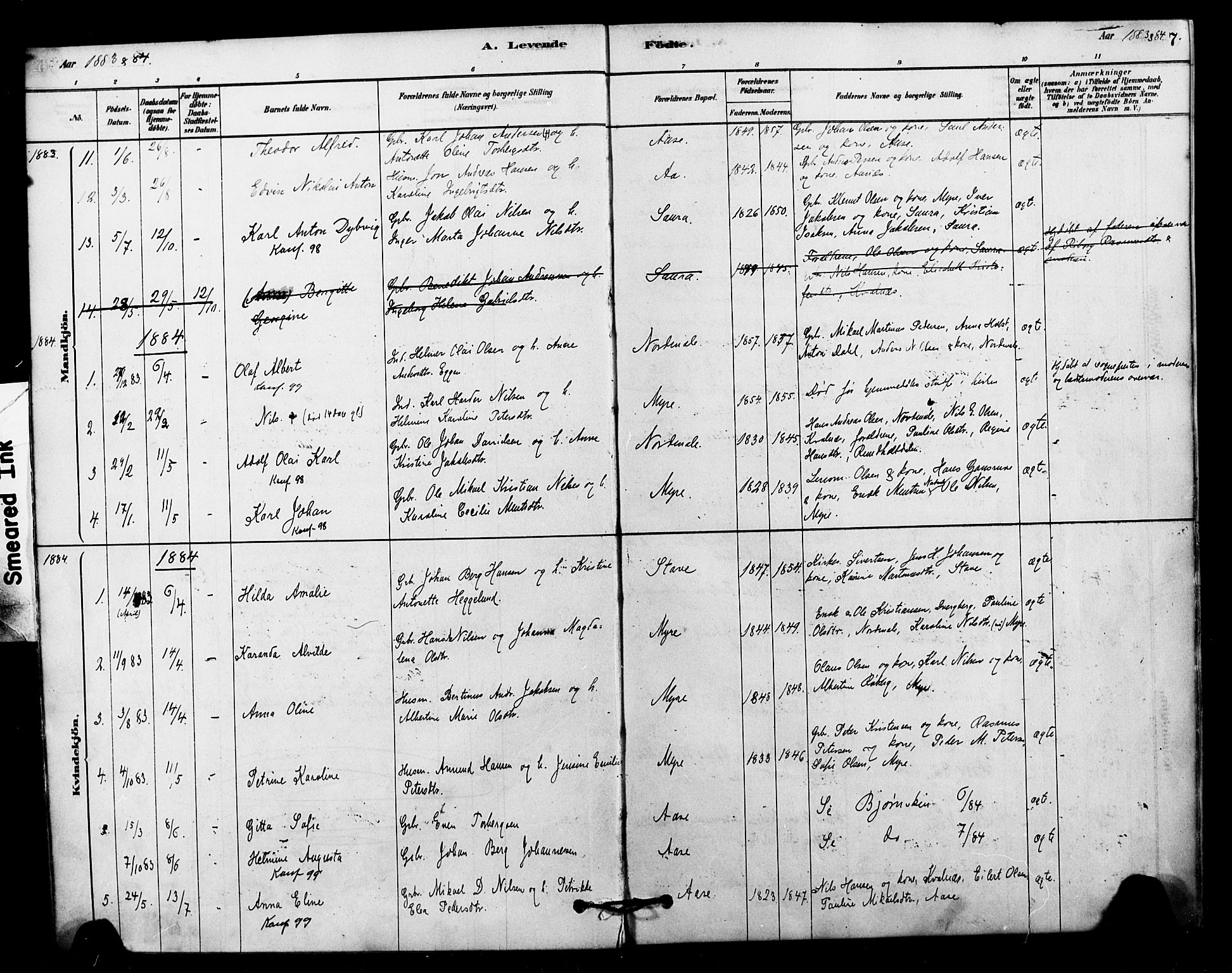 Ministerialprotokoller, klokkerbøker og fødselsregistre - Nordland, AV/SAT-A-1459/897/L1399: Parish register (official) no. 897C06, 1881-1896, p. 7