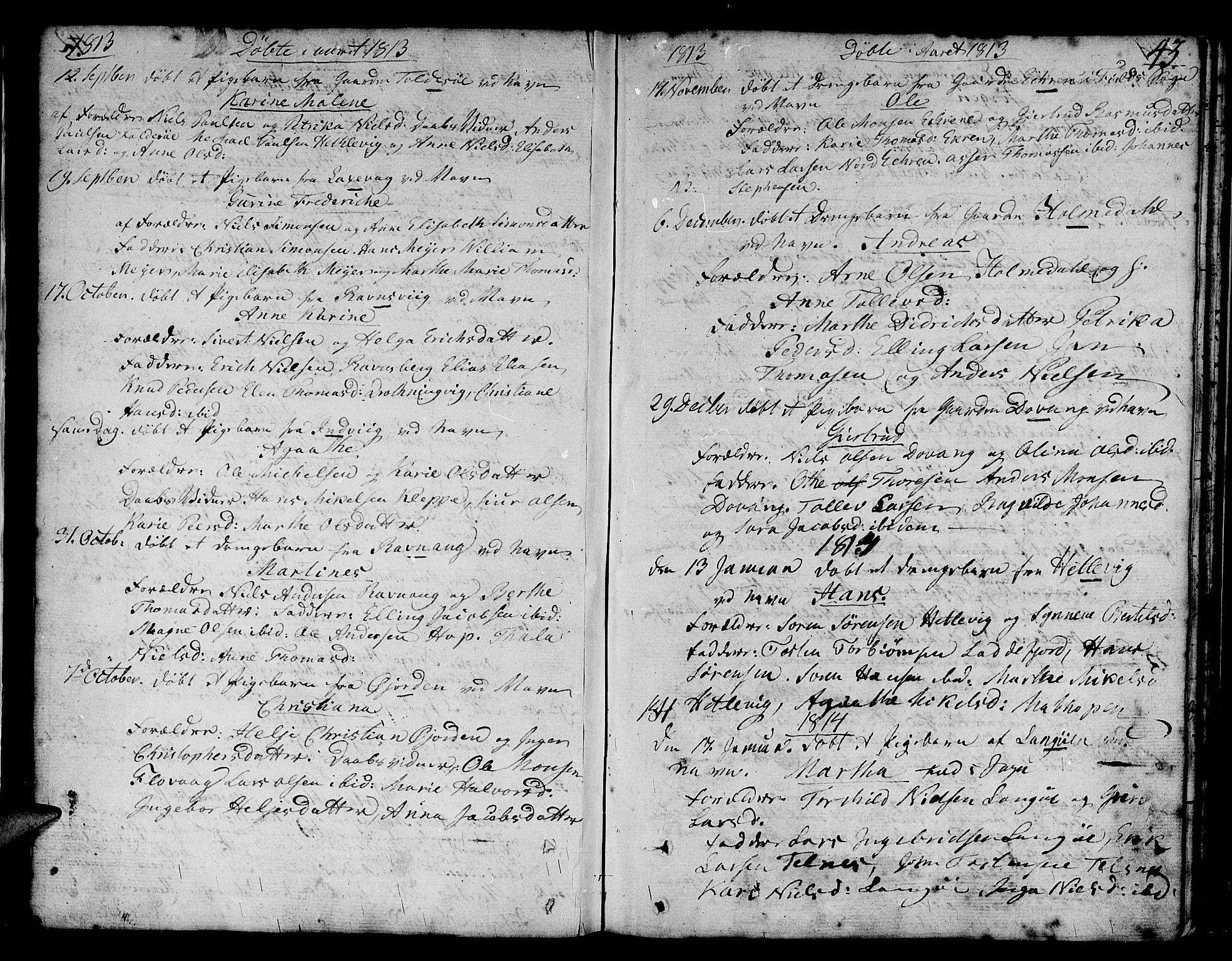 Askøy Sokneprestembete, SAB/A-74101/H/Ha/Haa/Haaa/L0002: Parish register (official) no. A 2, 1801-1818, p. 43