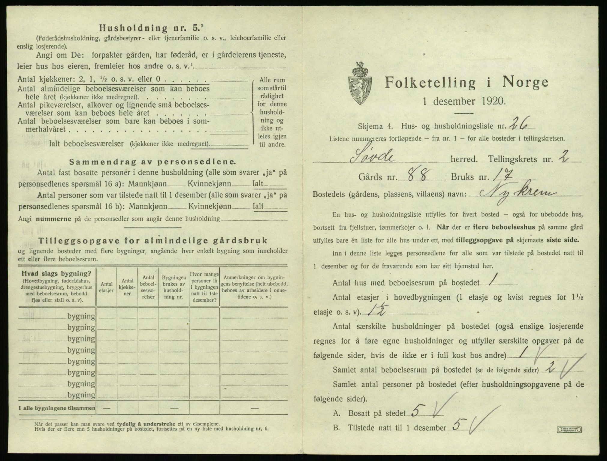 SAT, 1920 census for Syvde, 1920, p. 120