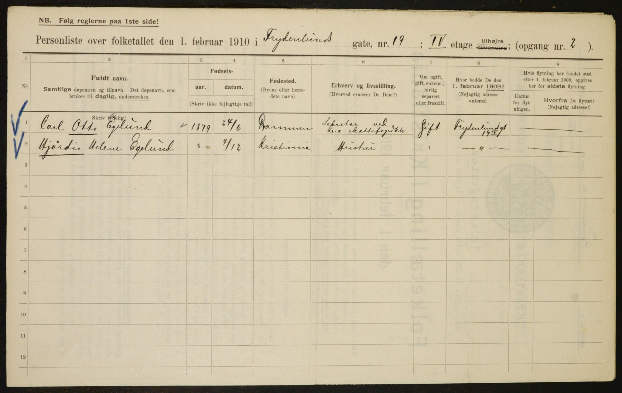 OBA, Municipal Census 1910 for Kristiania, 1910, p. 26983