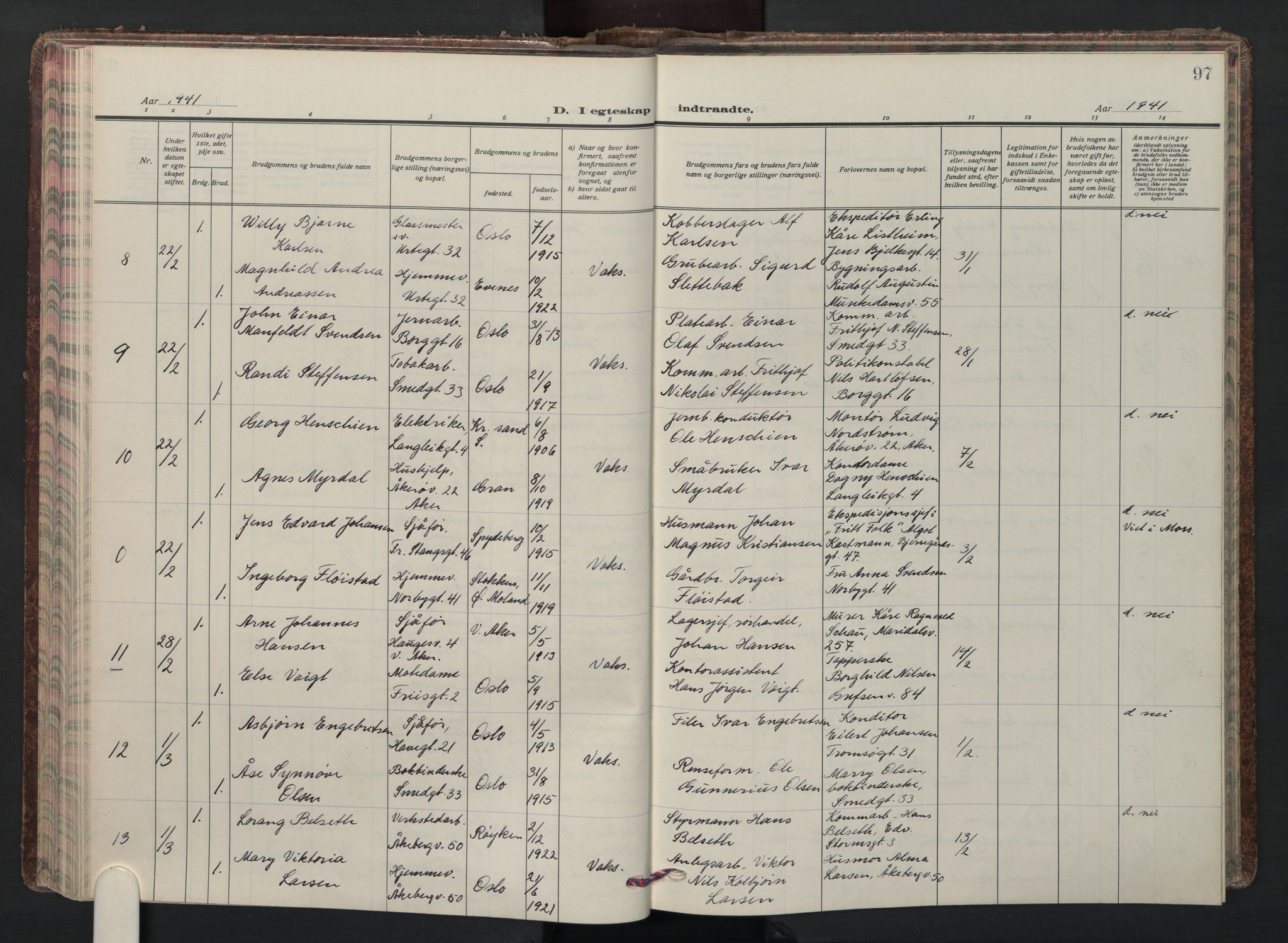 Grønland prestekontor Kirkebøker, AV/SAO-A-10848/F/Fa/L0020: Parish register (official) no. 20, 1935-1946, p. 97