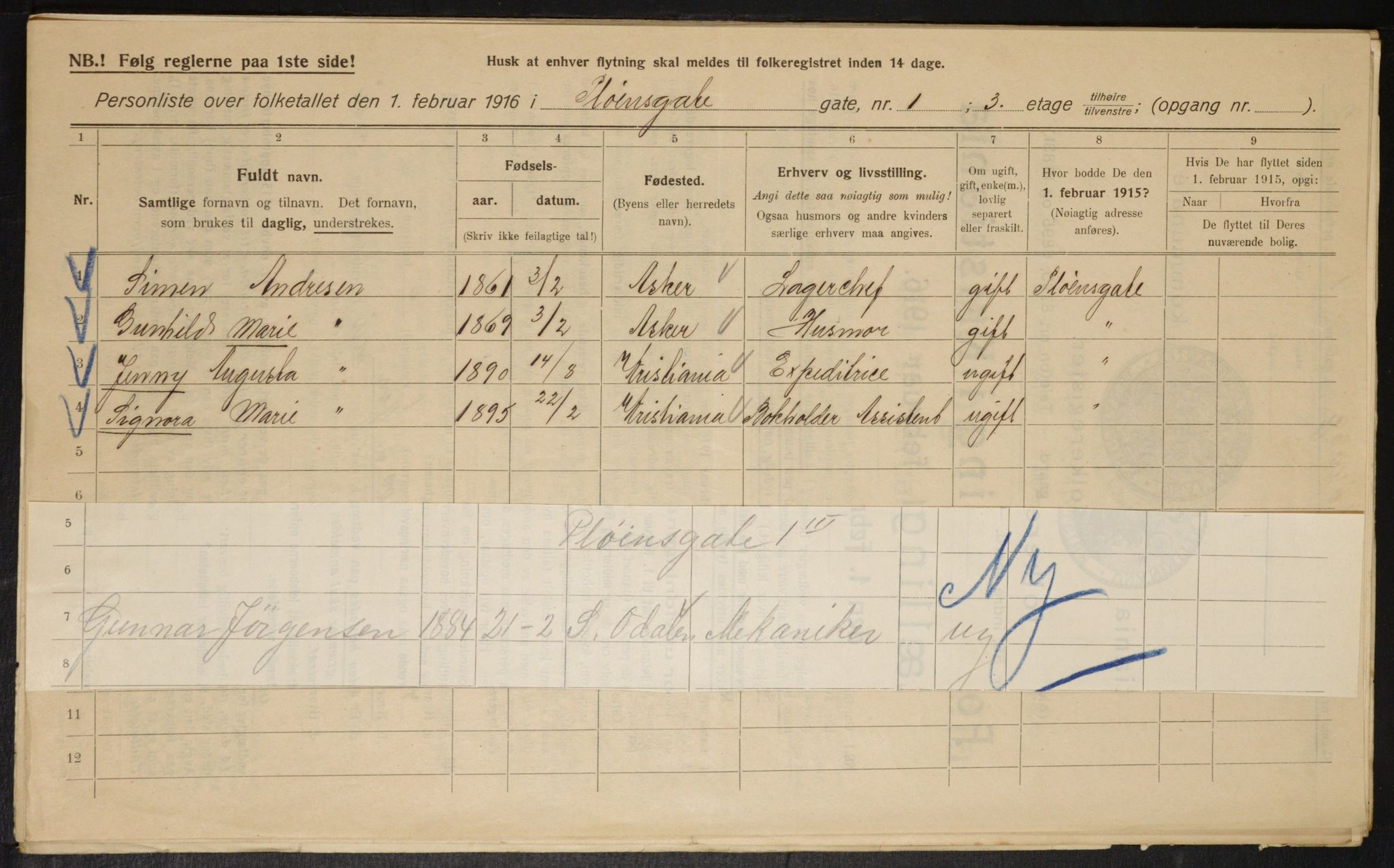 OBA, Municipal Census 1916 for Kristiania, 1916, p. 82818