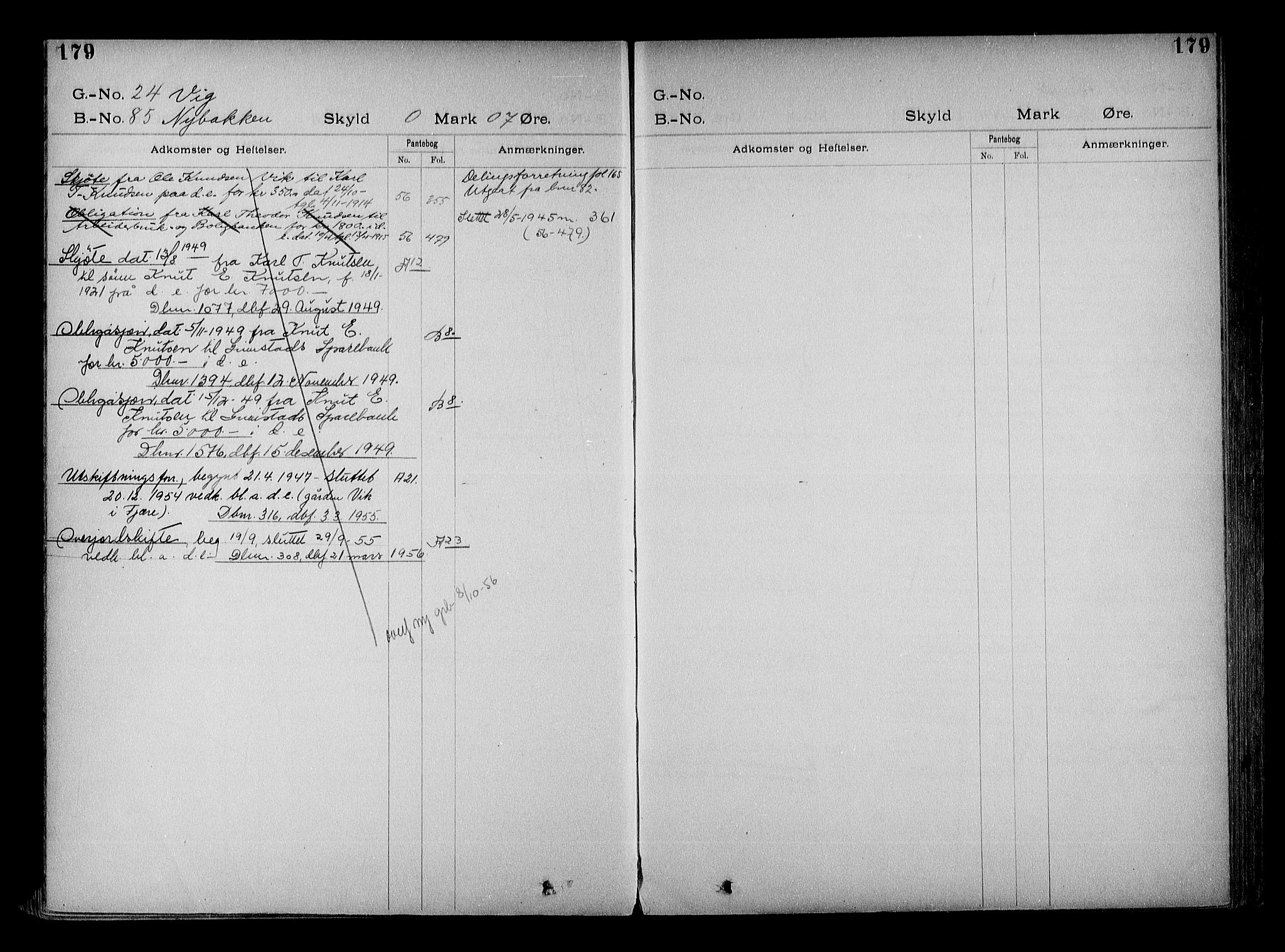 Vestre Nedenes/Sand sorenskriveri, SAK/1221-0010/G/Ga/L0022: Mortgage register no. 15, 1899-1957, p. 179