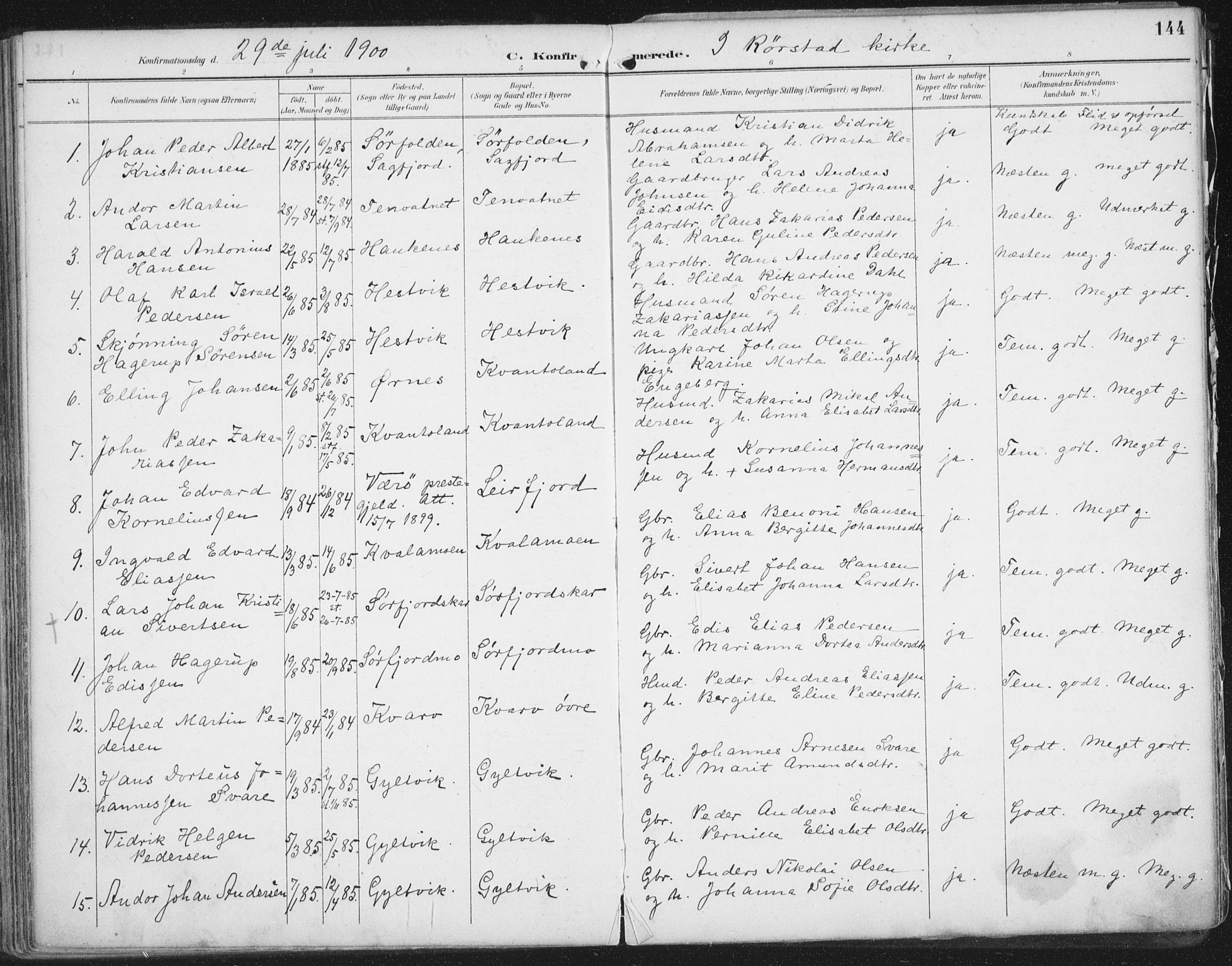 Ministerialprotokoller, klokkerbøker og fødselsregistre - Nordland, SAT/A-1459/854/L0779: Parish register (official) no. 854A02, 1892-1909, p. 144