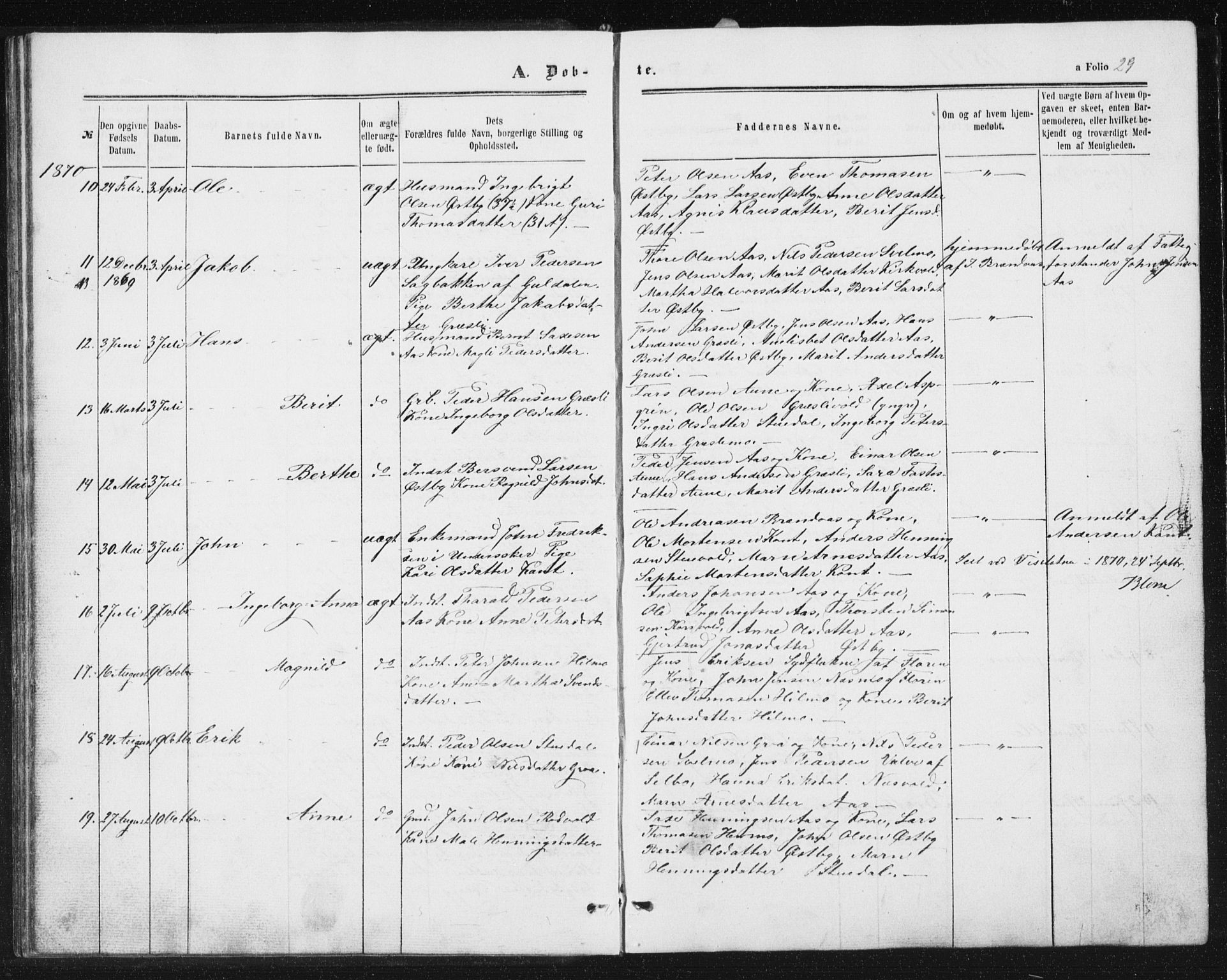 Ministerialprotokoller, klokkerbøker og fødselsregistre - Sør-Trøndelag, SAT/A-1456/698/L1166: Parish register (copy) no. 698C03, 1861-1887, p. 29