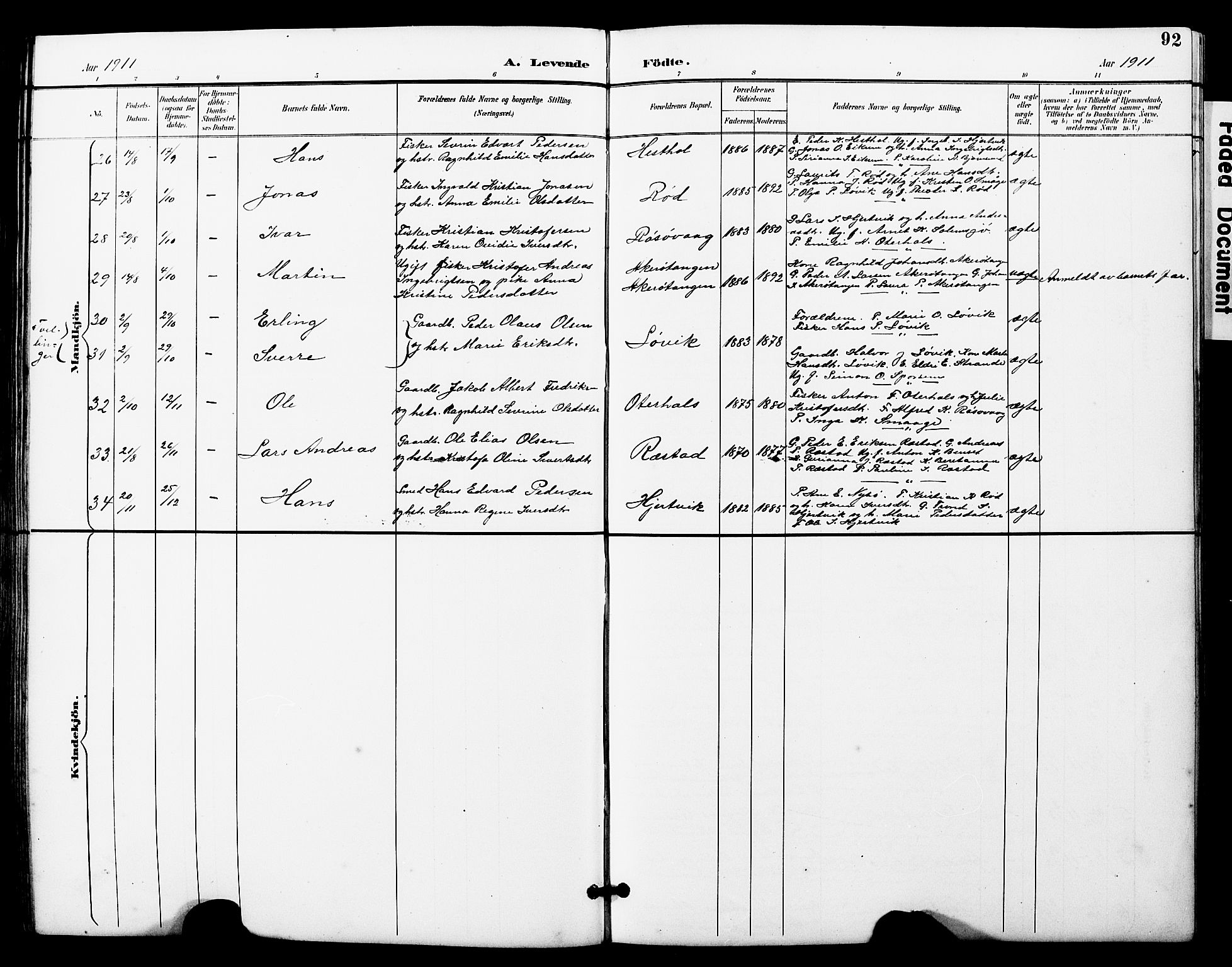 Ministerialprotokoller, klokkerbøker og fødselsregistre - Møre og Romsdal, AV/SAT-A-1454/560/L0725: Parish register (copy) no. 560C02, 1895-1930, p. 92