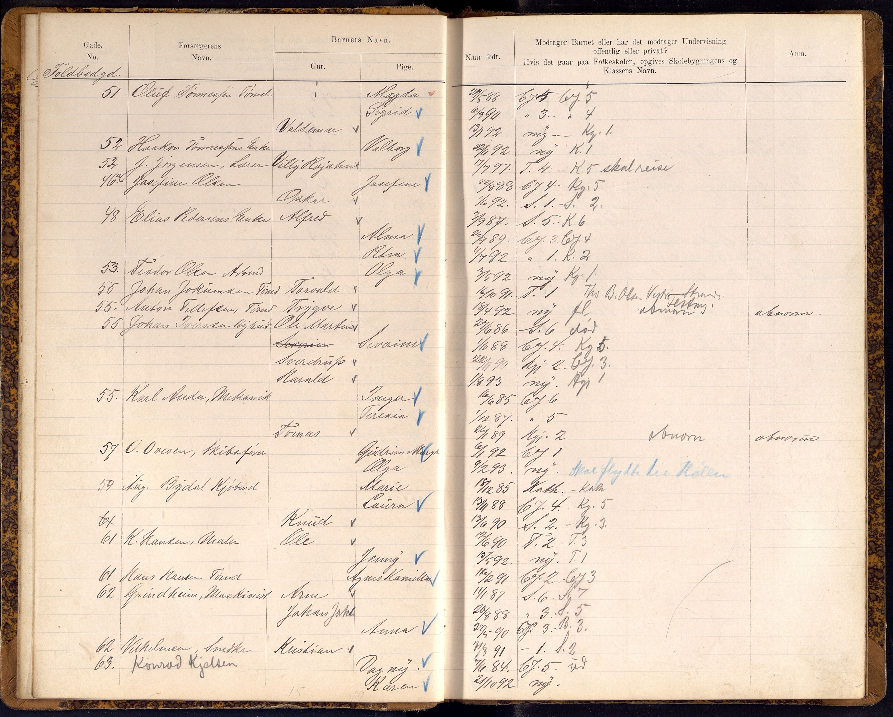 Kristiansand By - Skolekommisjonen/ -Styret, ARKSOR/1001KG510/J/Jb/L0009: Barnetelling, 1899