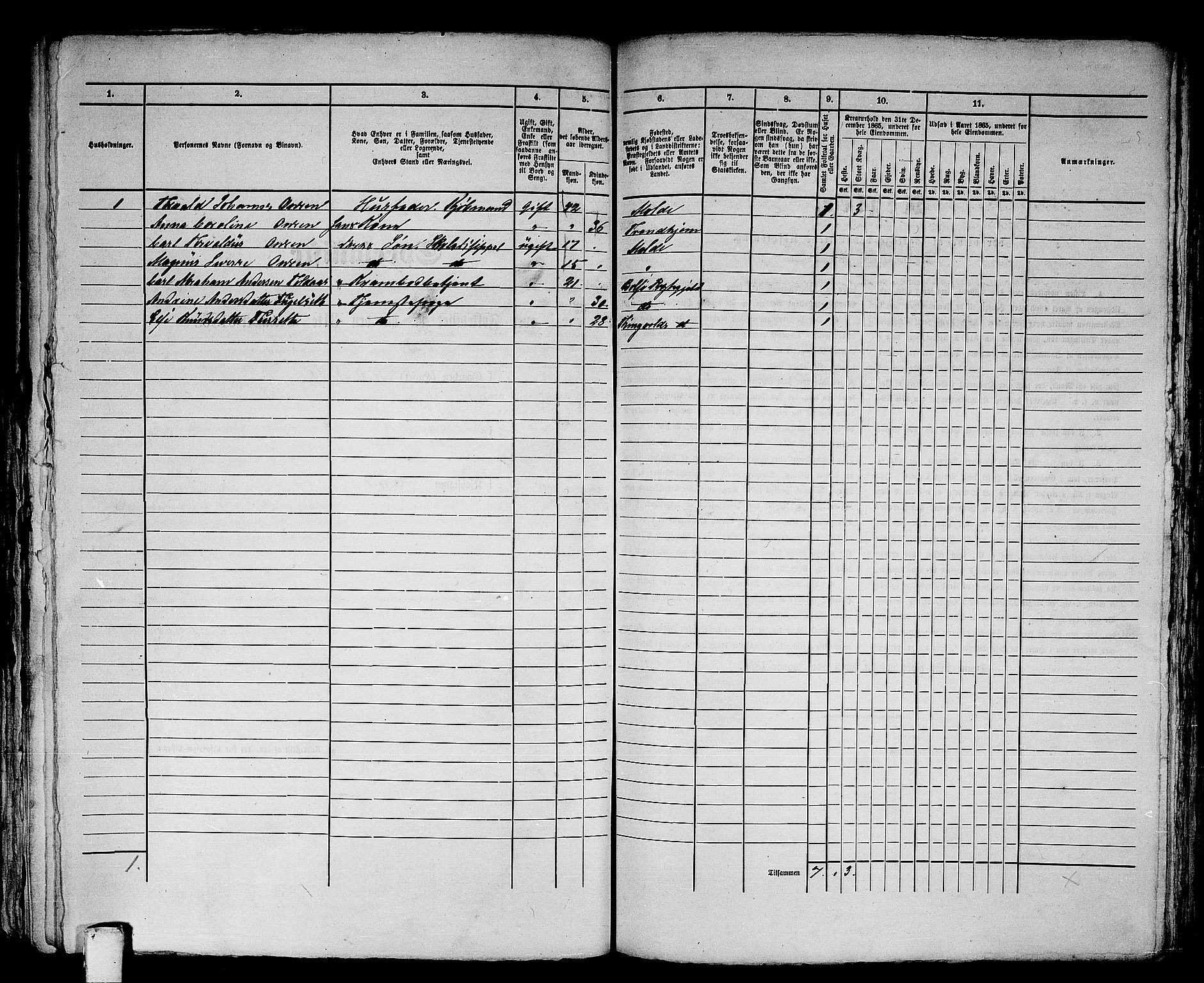RA, 1865 census for Molde, 1865, p. 211