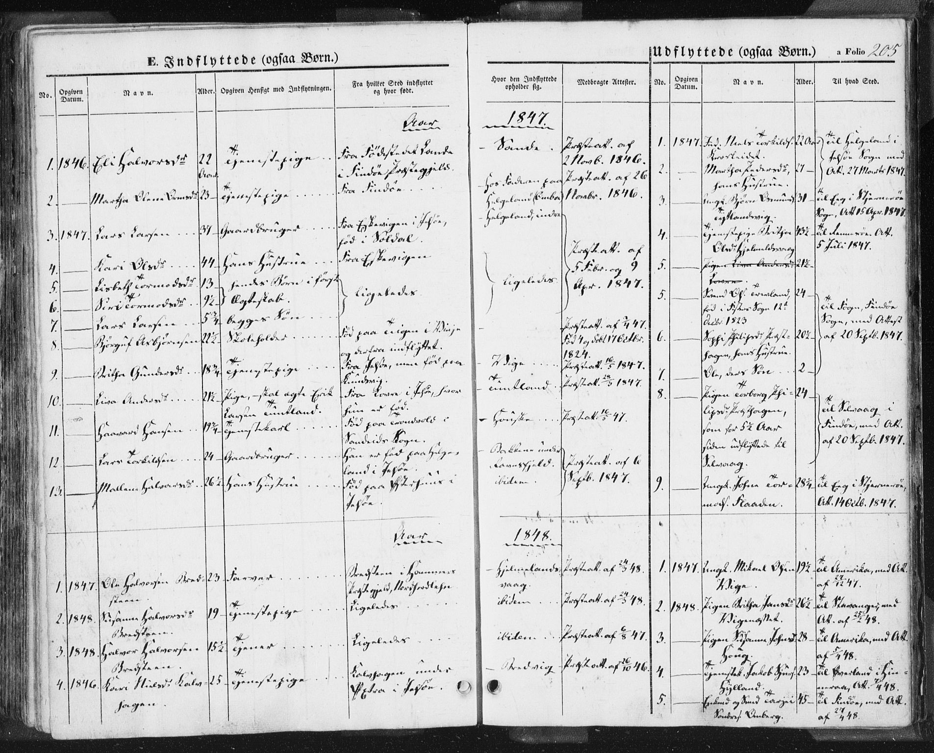 Hjelmeland sokneprestkontor, AV/SAST-A-101843/01/IV/L0009: Parish register (official) no. A 9, 1846-1860, p. 205