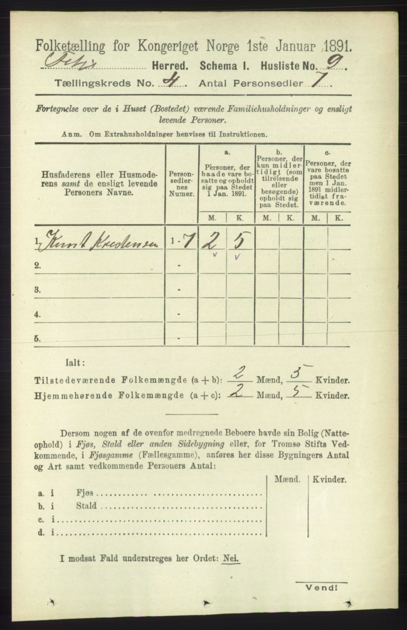 RA, 1891 census for 1222 Fitjar, 1891, p. 1297