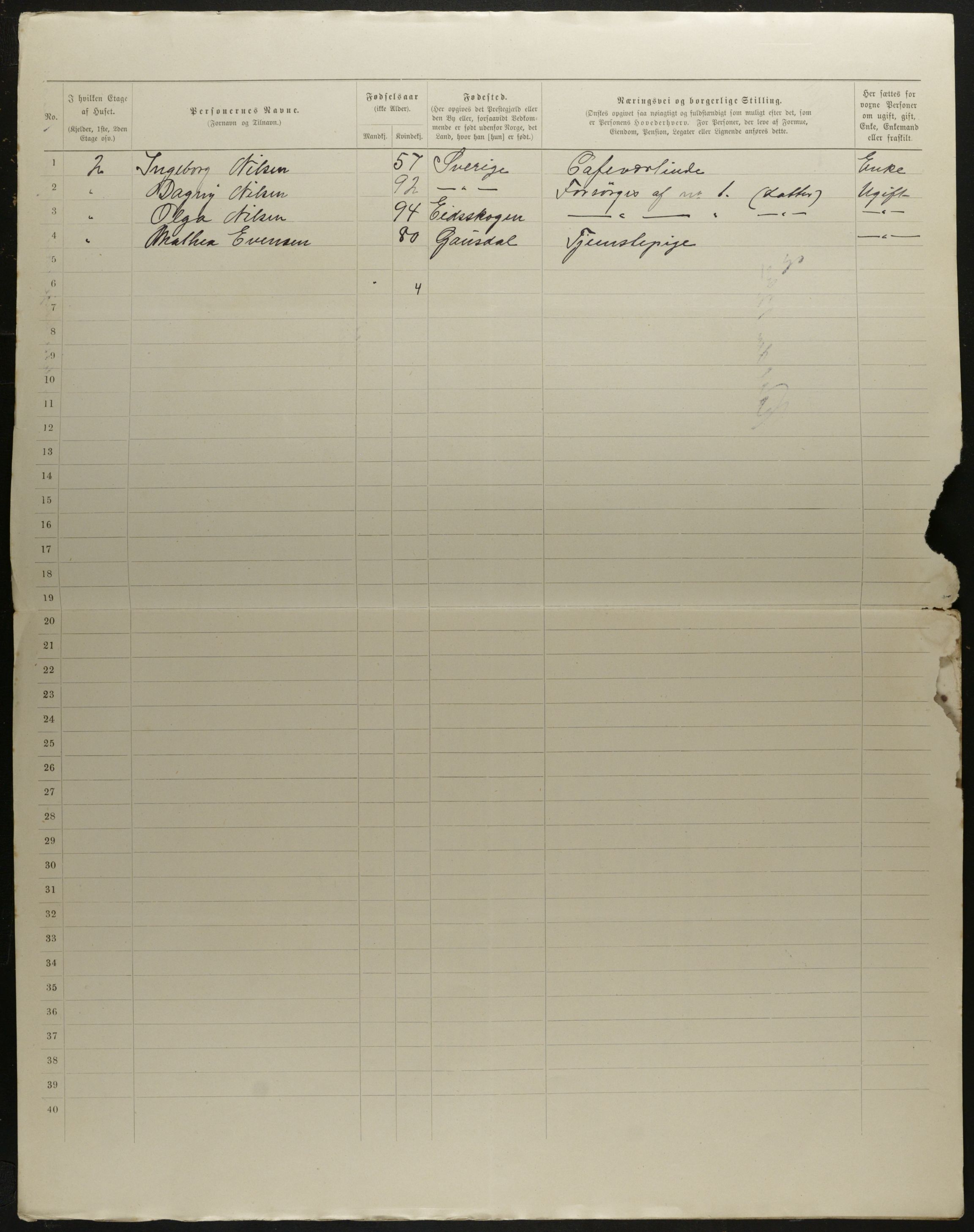 OBA, Municipal Census 1901 for Kristiania, 1901, p. 7534