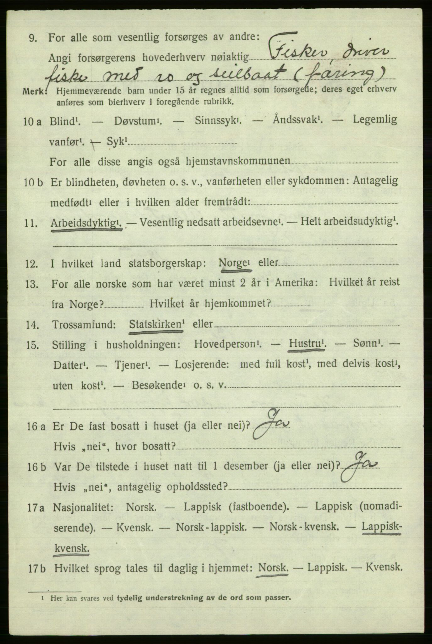 SATØ, 1920 census for Loppa, 1920, p. 2709