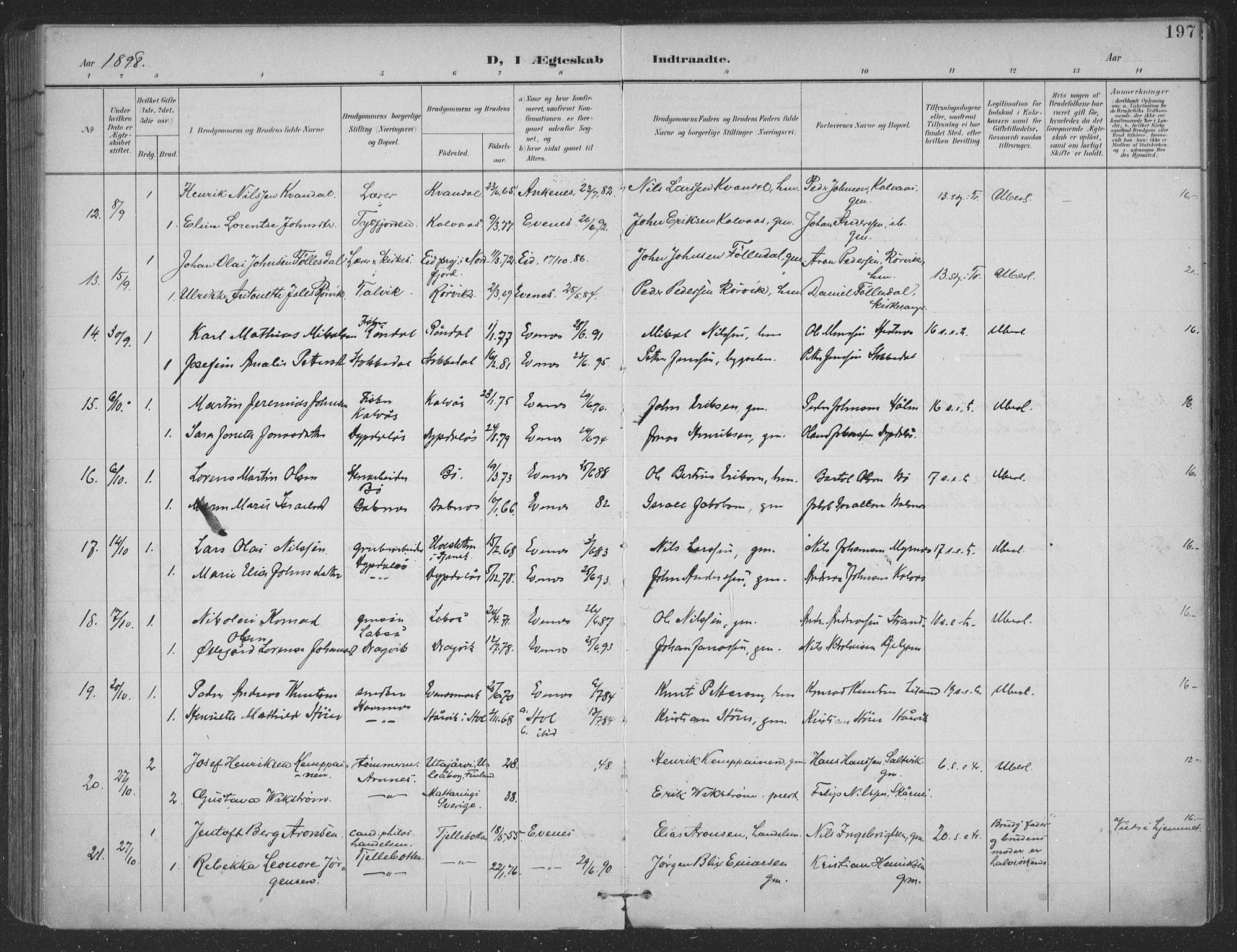 Ministerialprotokoller, klokkerbøker og fødselsregistre - Nordland, SAT/A-1459/863/L0899: Parish register (official) no. 863A11, 1897-1906, p. 197