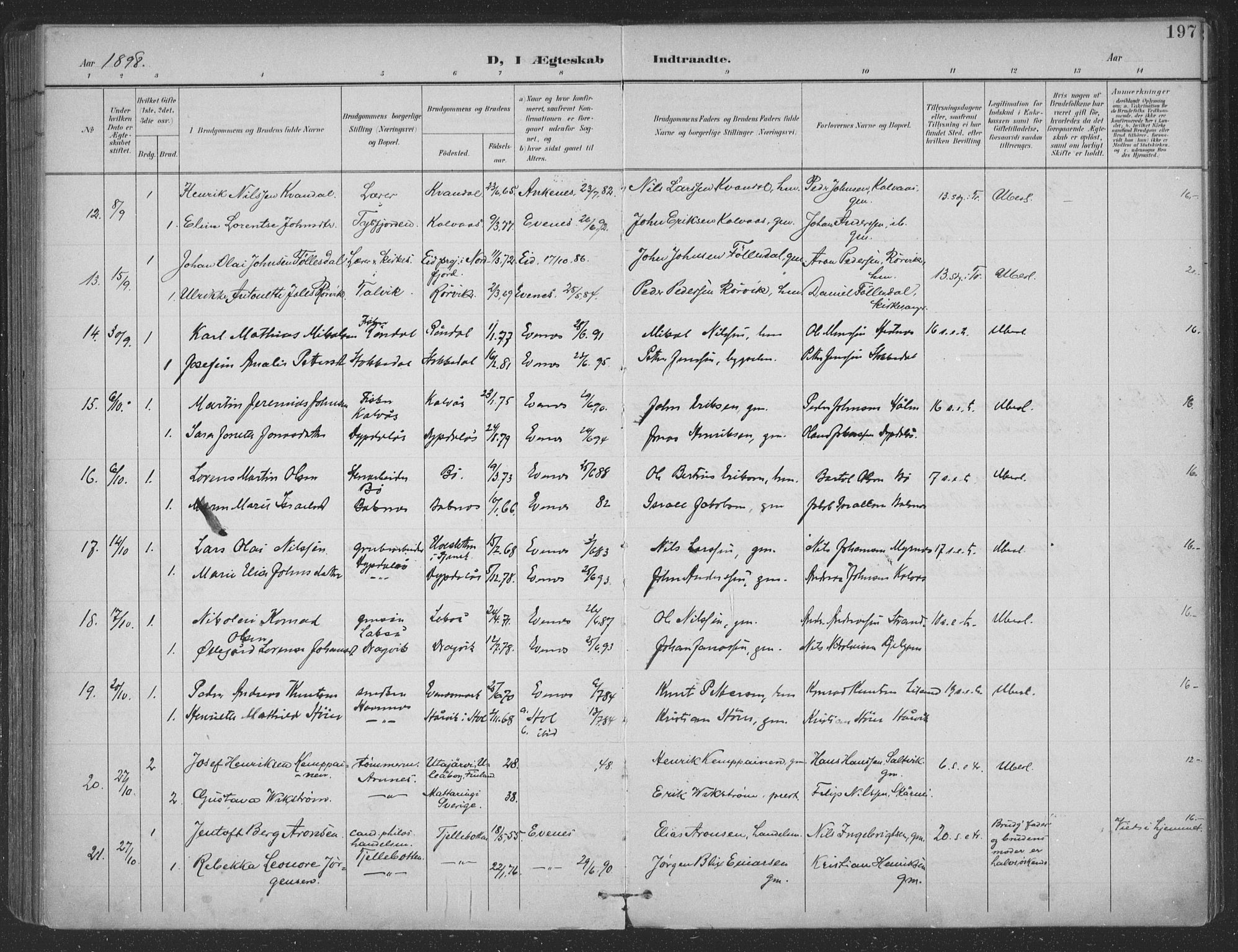 Ministerialprotokoller, klokkerbøker og fødselsregistre - Nordland, AV/SAT-A-1459/863/L0899: Parish register (official) no. 863A11, 1897-1906, p. 197