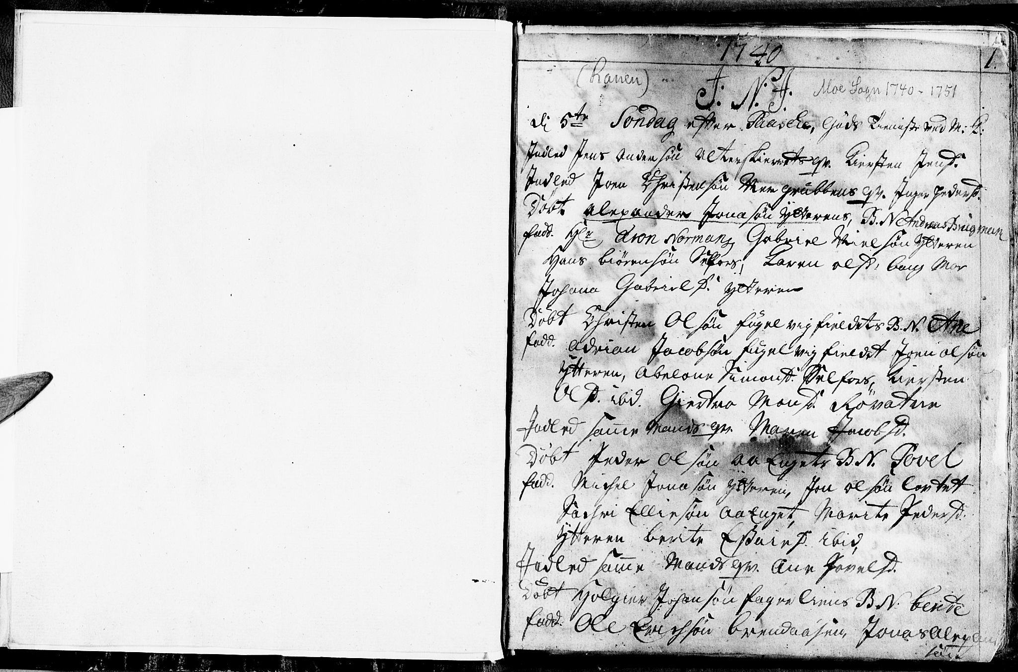 Ministerialprotokoller, klokkerbøker og fødselsregistre - Nordland, AV/SAT-A-1459/827/L0389: Parish register (official) no. 827A01, 1740-1751, p. 1