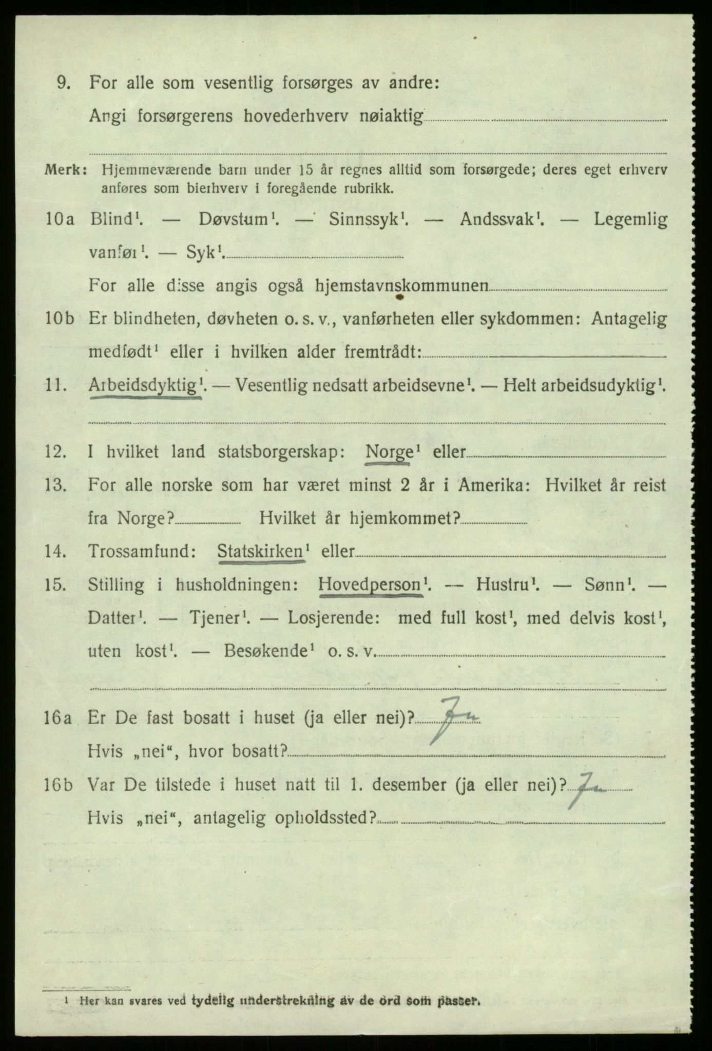 SAB, 1920 census for Lærdal, 1920, p. 1243