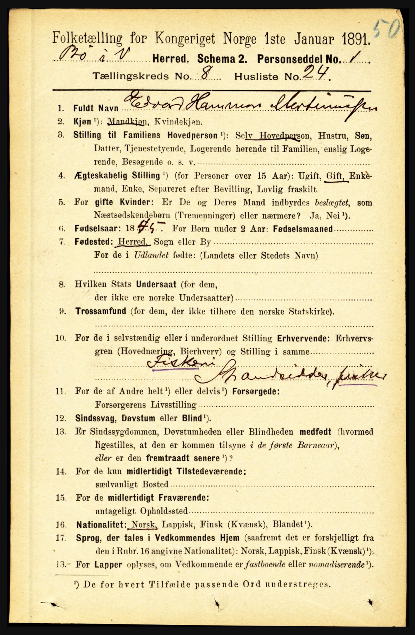 RA, 1891 census for 1867 Bø, 1891, p. 3147
