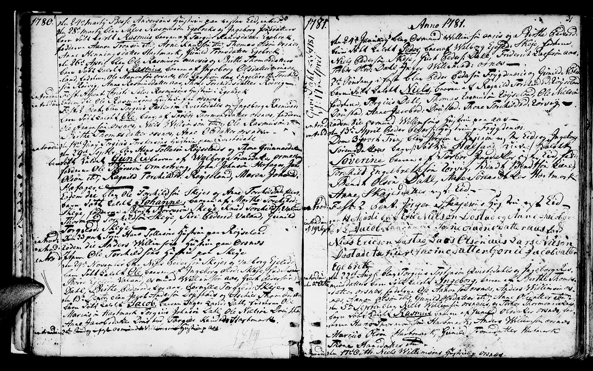 Mandal sokneprestkontor, SAK/1111-0030/F/Fa/Fab/L0002: Parish register (official) no. A 2, 1753-1801, p. 30-31