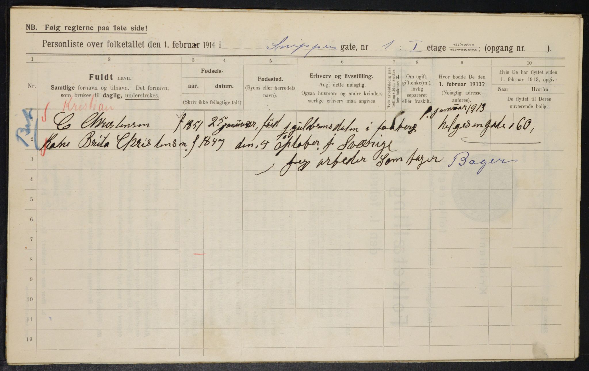 OBA, Municipal Census 1914 for Kristiania, 1914, p. 97846