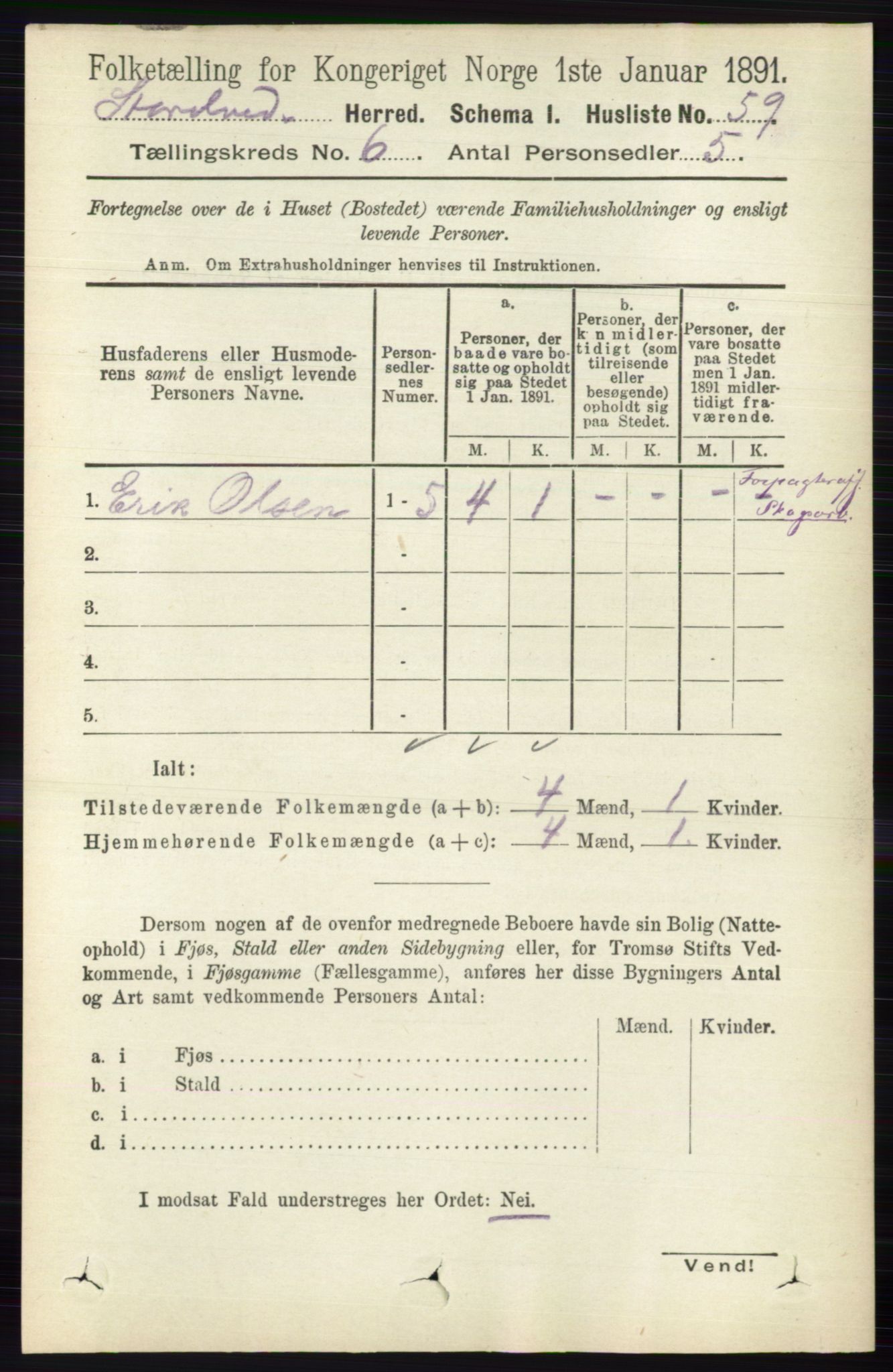 RA, 1891 census for 0430 Stor-Elvdal, 1891, p. 2096