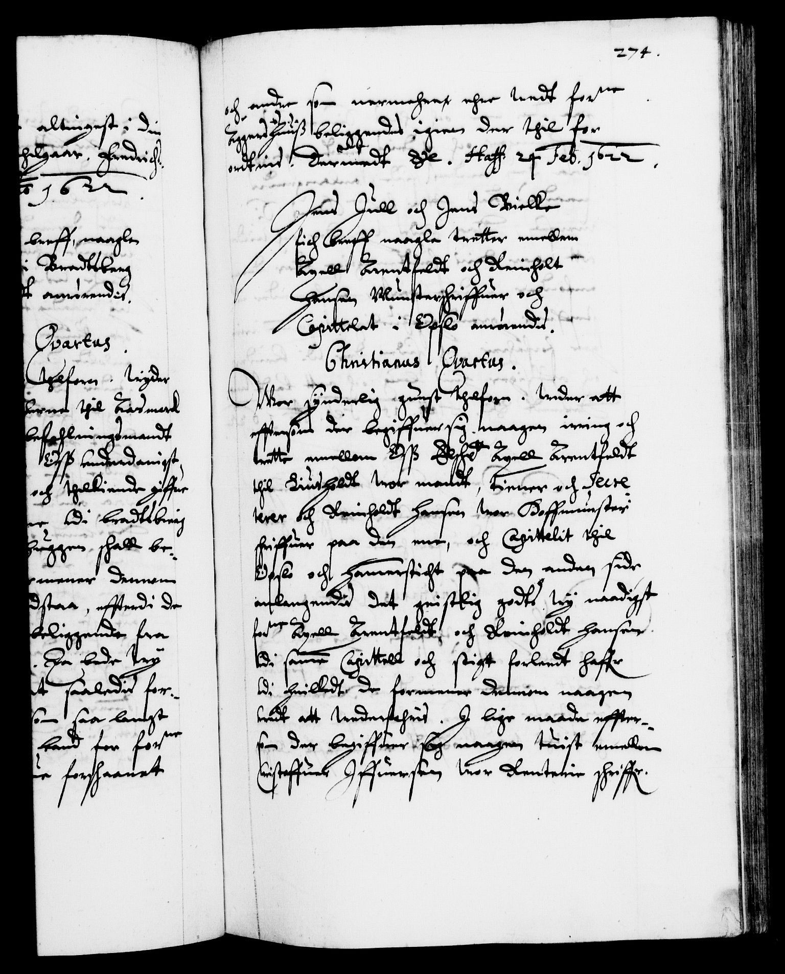 Danske Kanselli 1572-1799, AV/RA-EA-3023/F/Fc/Fca/Fcab/L0004: Norske tegnelser (mikrofilm), 1617-1627, p. 274a