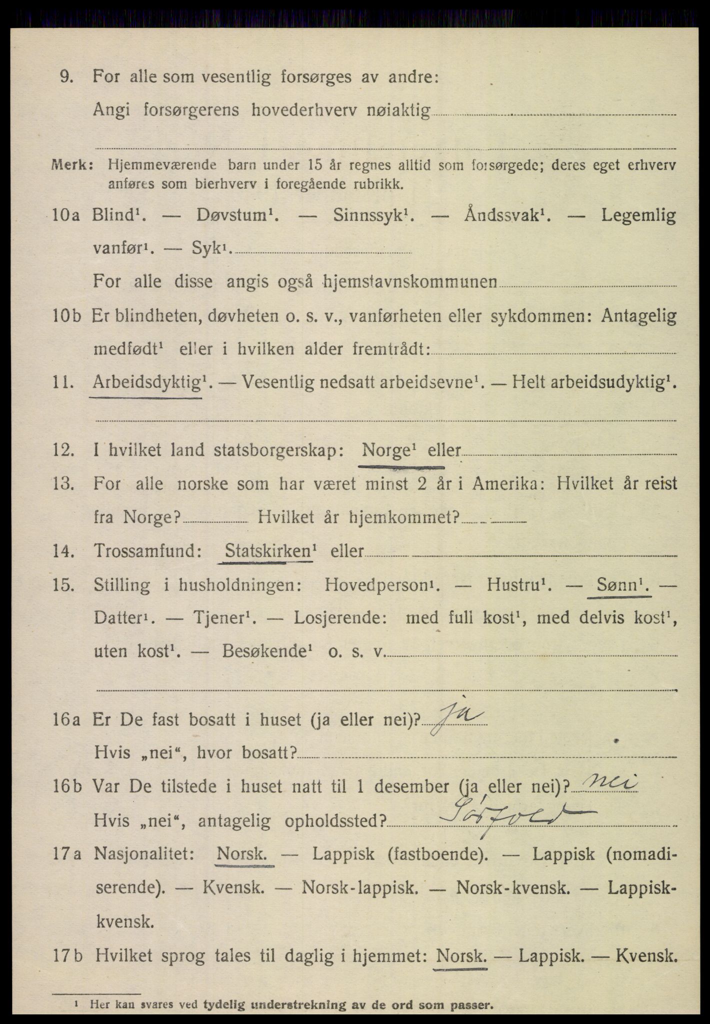 SAT, 1920 census for Sørfold, 1920, p. 6426