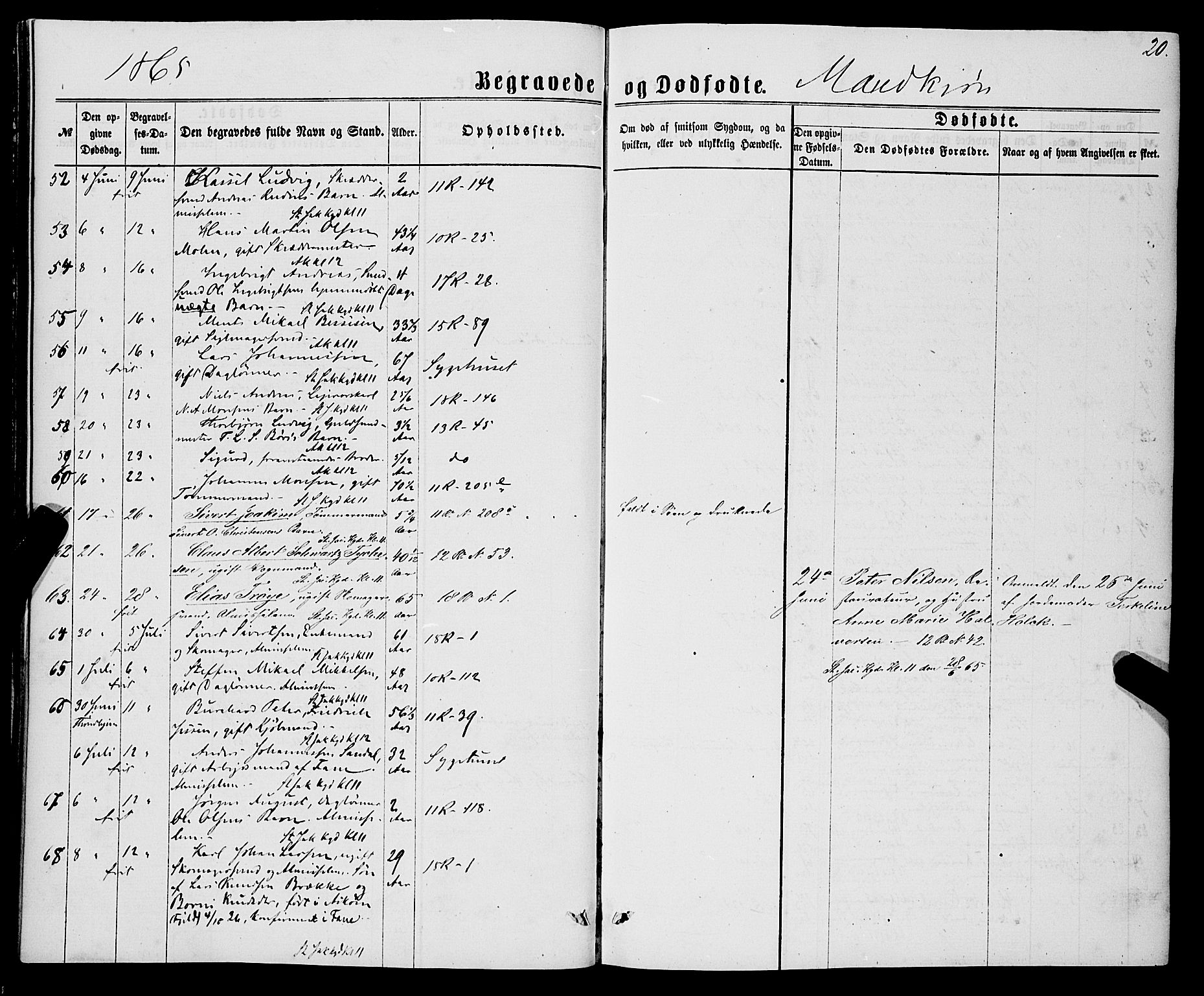 Domkirken sokneprestembete, AV/SAB-A-74801/H/Haa/L0042: Parish register (official) no. E 3, 1863-1876, p. 20