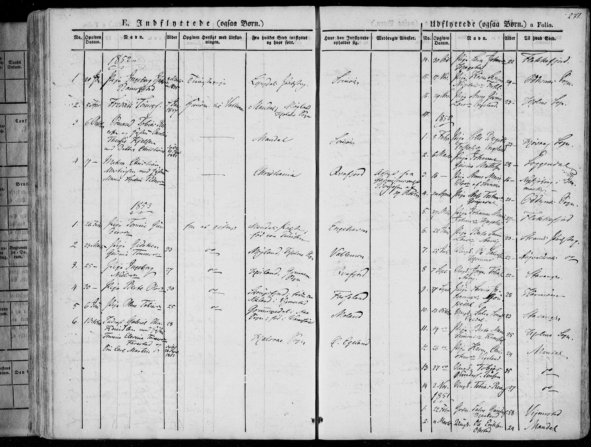 Sør-Audnedal sokneprestkontor, SAK/1111-0039/F/Fa/Fab/L0006: Parish register (official) no. A 6, 1829-1855, p. 271