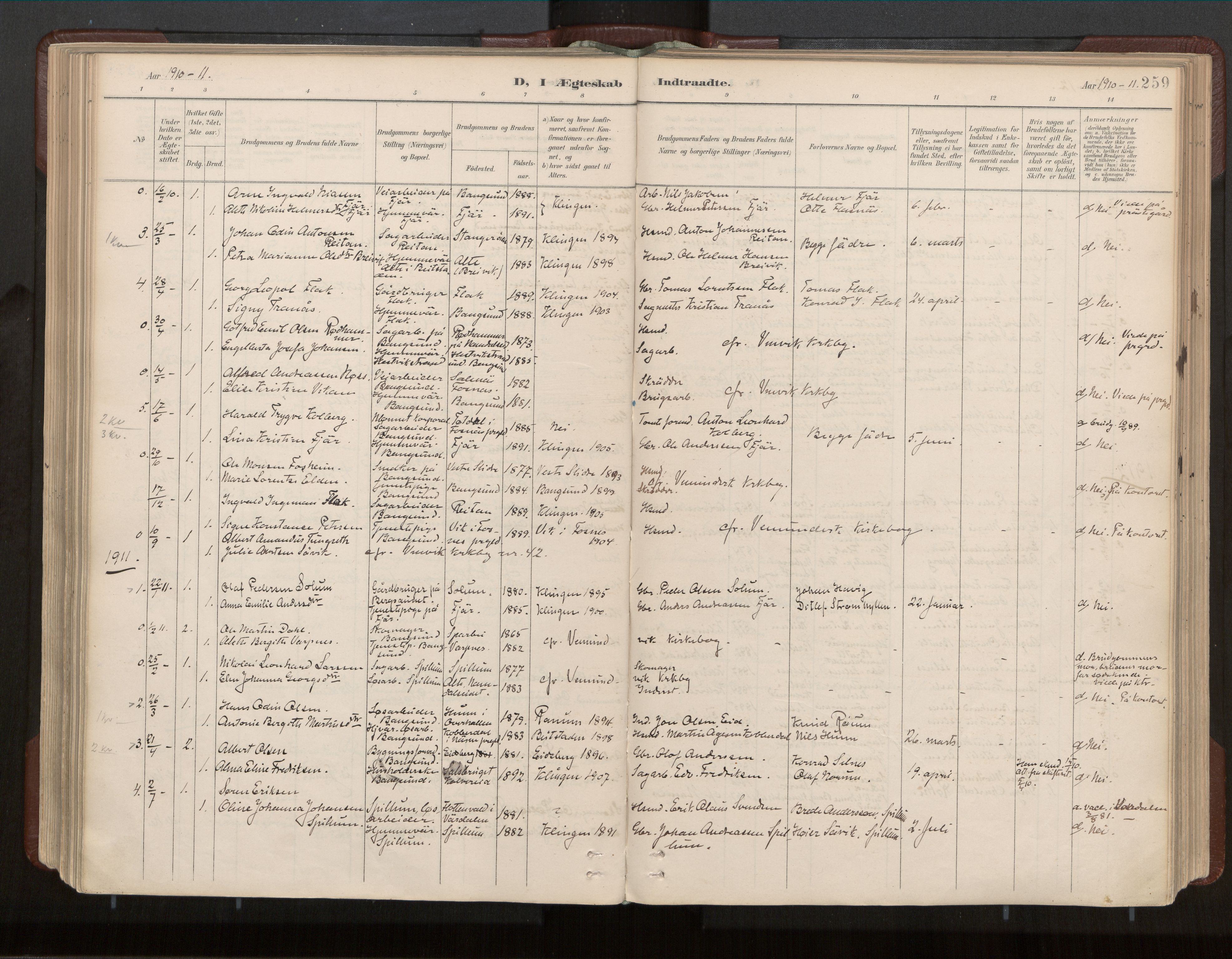 Ministerialprotokoller, klokkerbøker og fødselsregistre - Nord-Trøndelag, SAT/A-1458/770/L0589: Parish register (official) no. 770A03, 1887-1929, p. 259