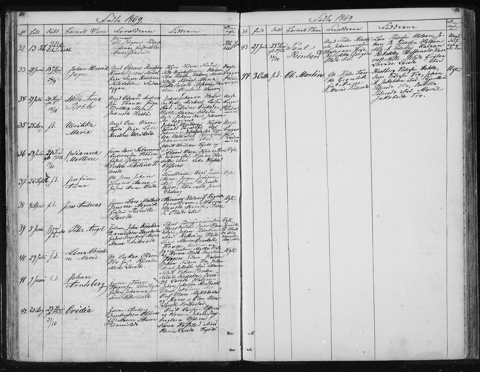 Ministerialprotokoller, klokkerbøker og fødselsregistre - Nordland, AV/SAT-A-1459/817/L0266: Parish register (copy) no. 817C01, 1841-1869, p. 111-112