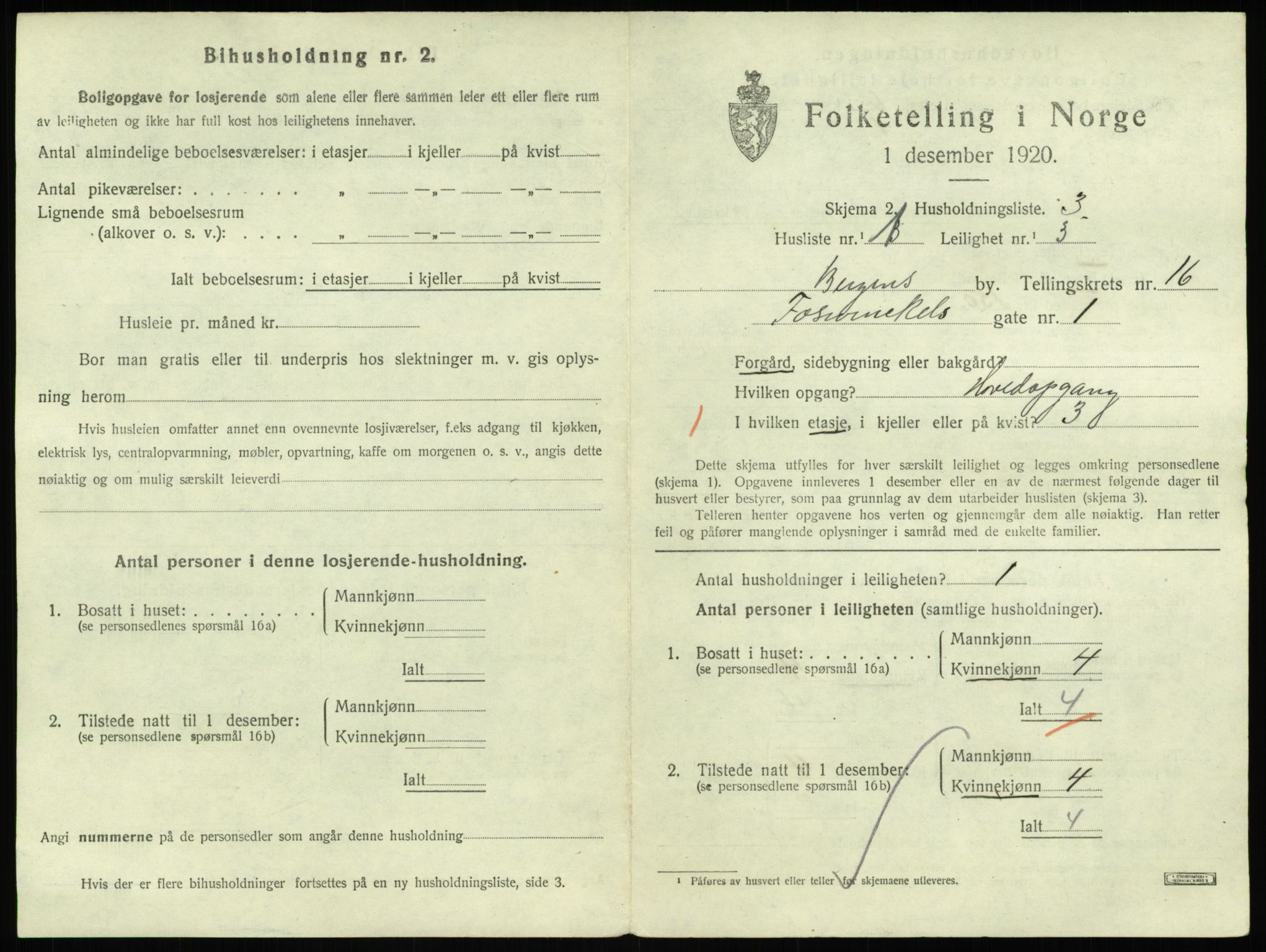 SAB, 1920 census for Bergen, 1920, p. 18982