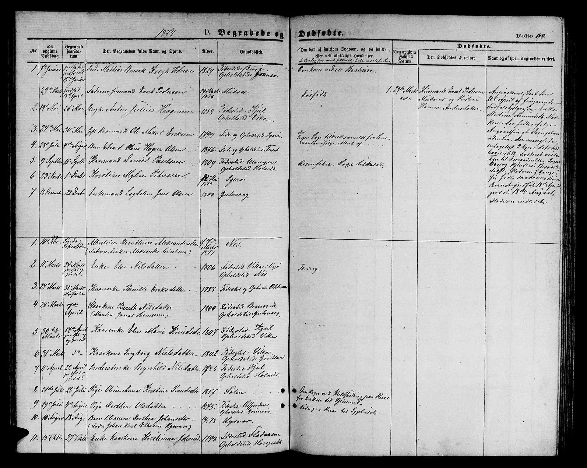 Ministerialprotokoller, klokkerbøker og fødselsregistre - Nordland, AV/SAT-A-1459/816/L0252: Parish register (copy) no. 816C02, 1871-1885, p. 178