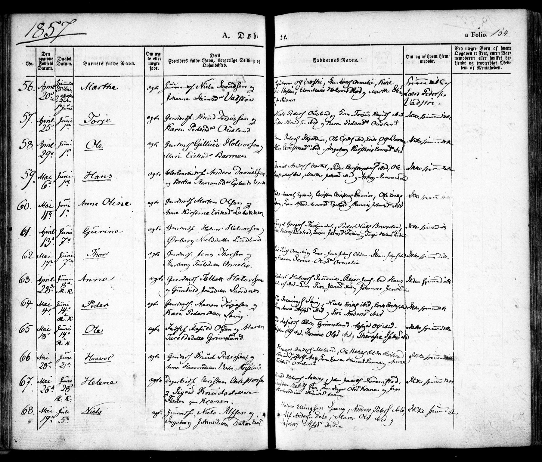 Søndeled sokneprestkontor, AV/SAK-1111-0038/F/Fa/L0002: Parish register (official) no. A 2, 1839-1860, p. 154