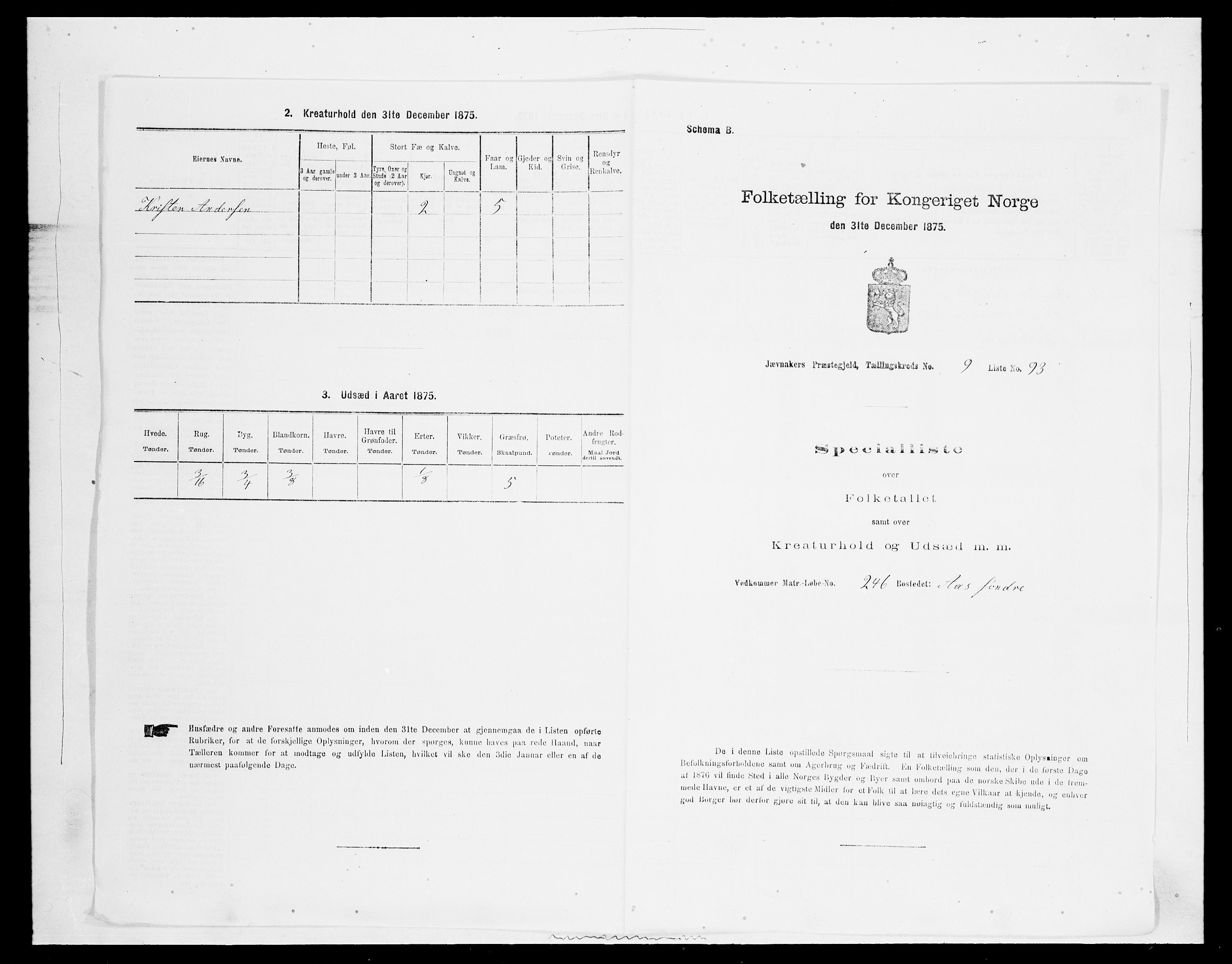 SAH, 1875 census for 0532P Jevnaker, 1875, p. 1699