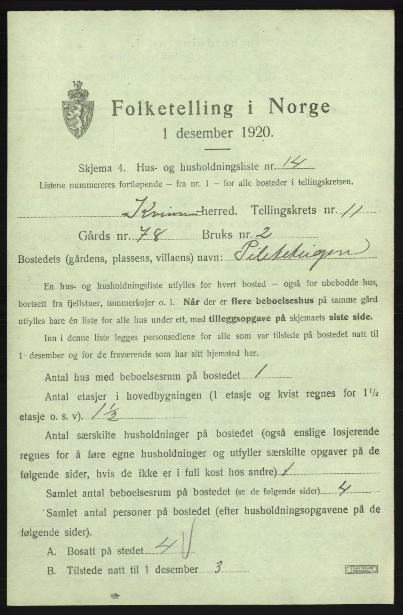 SAB, 1920 census for Kvinnherad, 1920, p. 1248